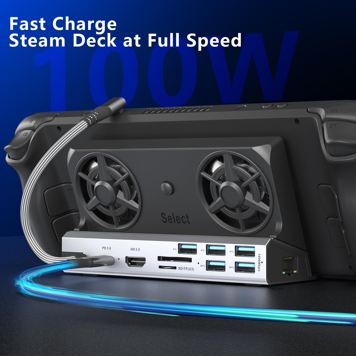 Elite Steam Deck Hub: 13-in-1, 4K@60Hz, Dual Cooling, 100W Fast Charge
