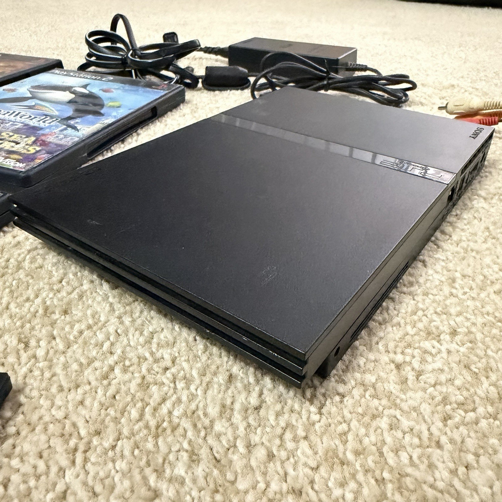 Sony PlayStation 2 Slim w/ Controllers, Games, and Cables [TESTED/WORKS]