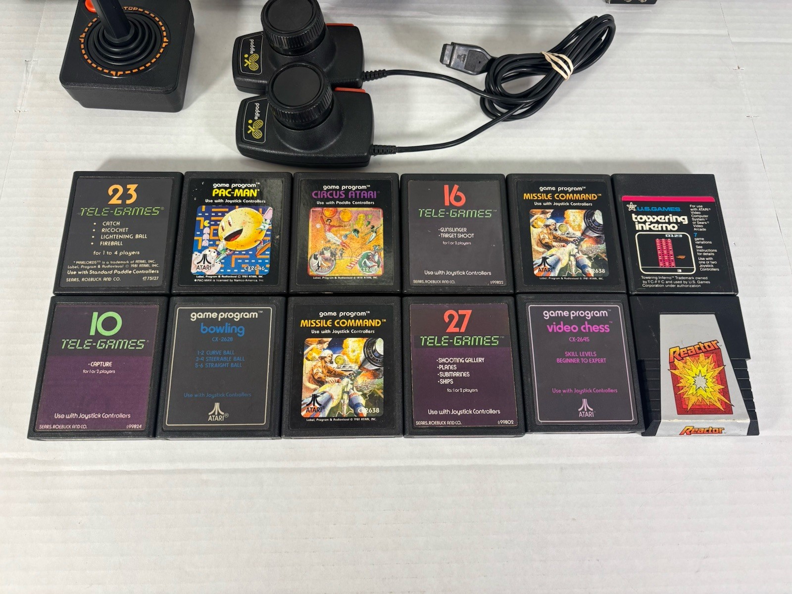 Atari 2600 Console CIB Complete In Box + 12 Games Pac-Man And More Tested READ