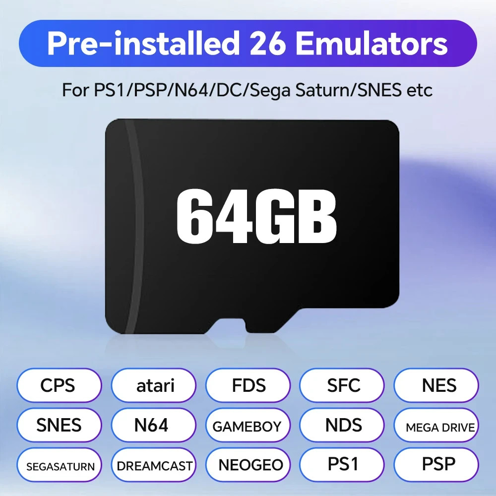 64GB Game Card for R36S Handheld Console with 18,494 Retro Games & Emulators