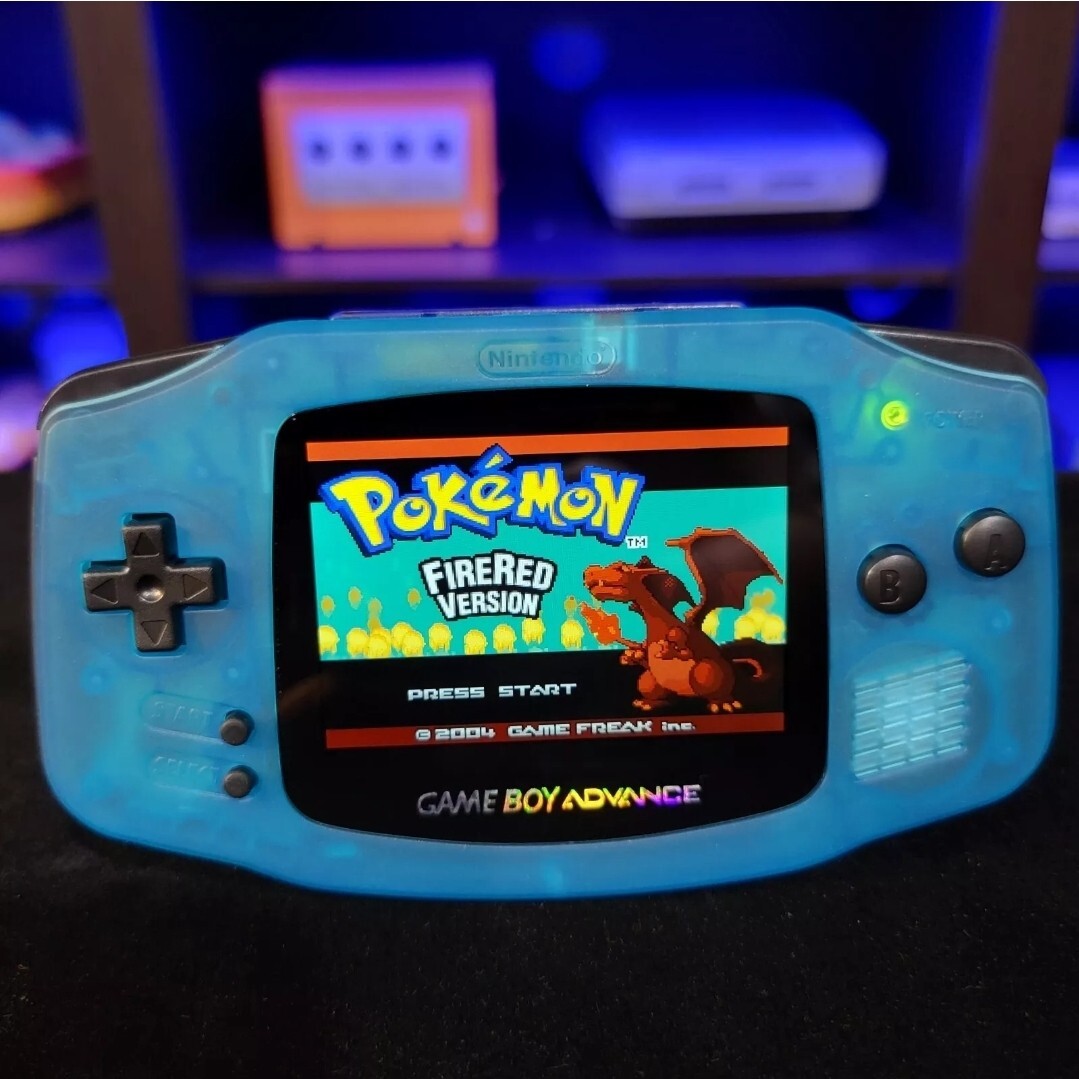 Clear Blue Game Boy Advance GBA iPS LCD USB-C 1800 mAh Rechargeable Battery