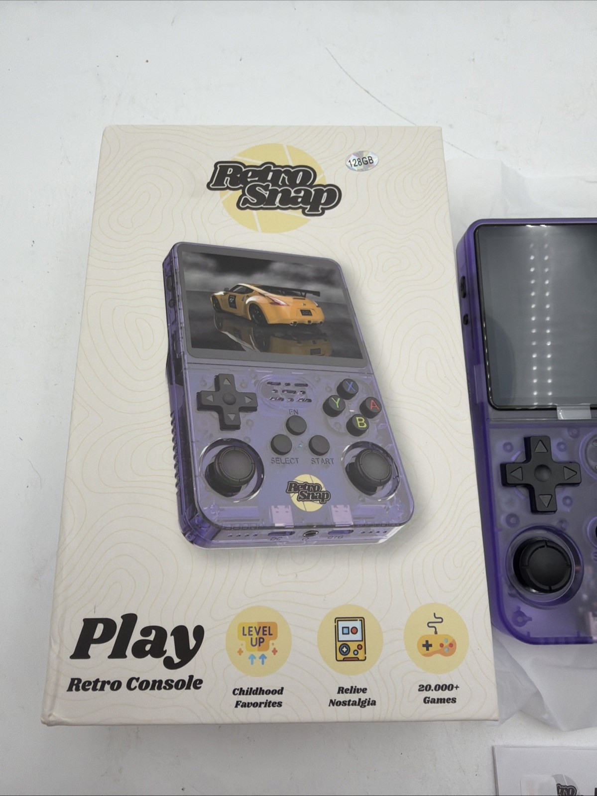 Retro Snap Play Handheld Console 128GB, 3.5″ Screen, 20k+ games, Purple