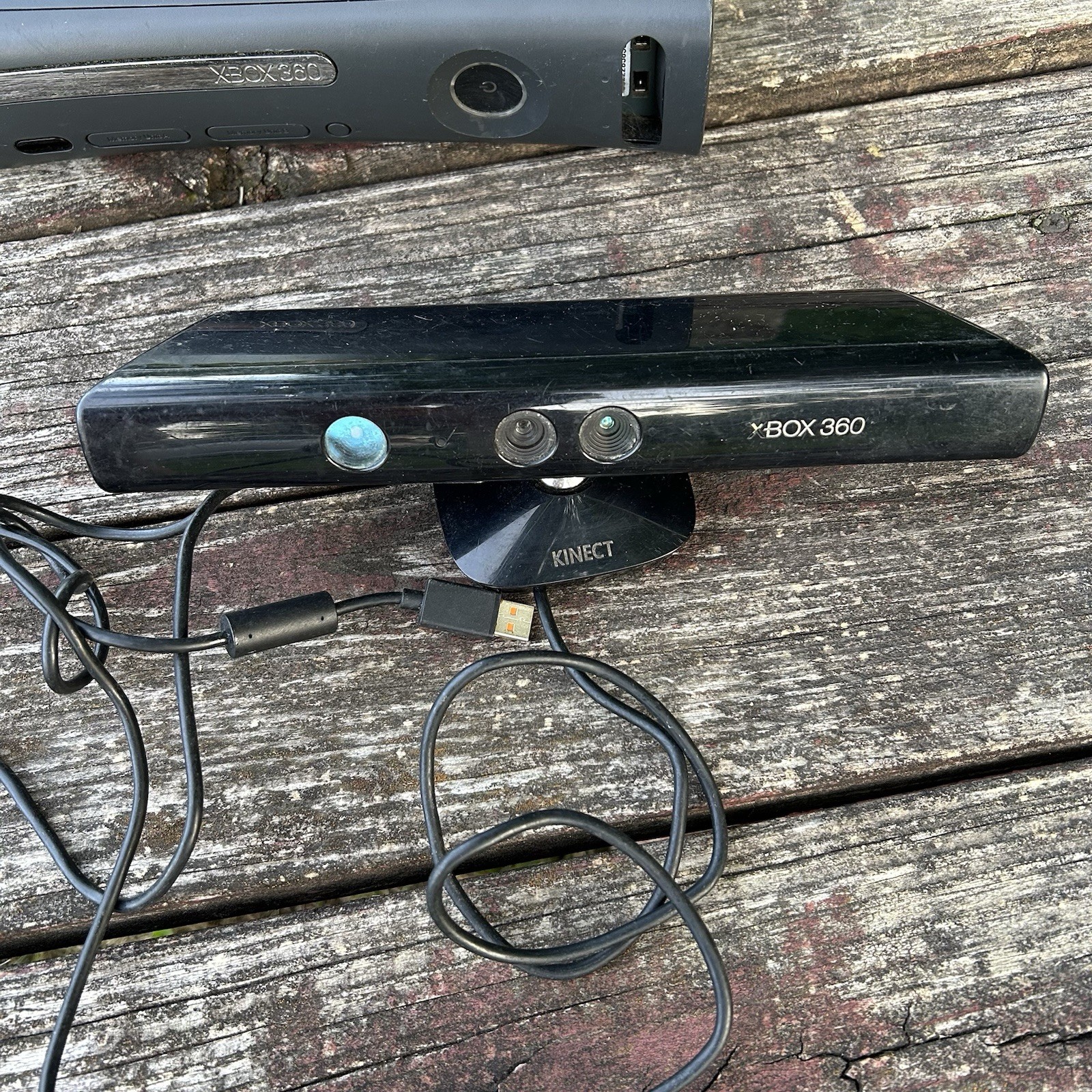 Microsoft Xbox 360 Console 2 Controllers Kinect Untested For Parts or Repair