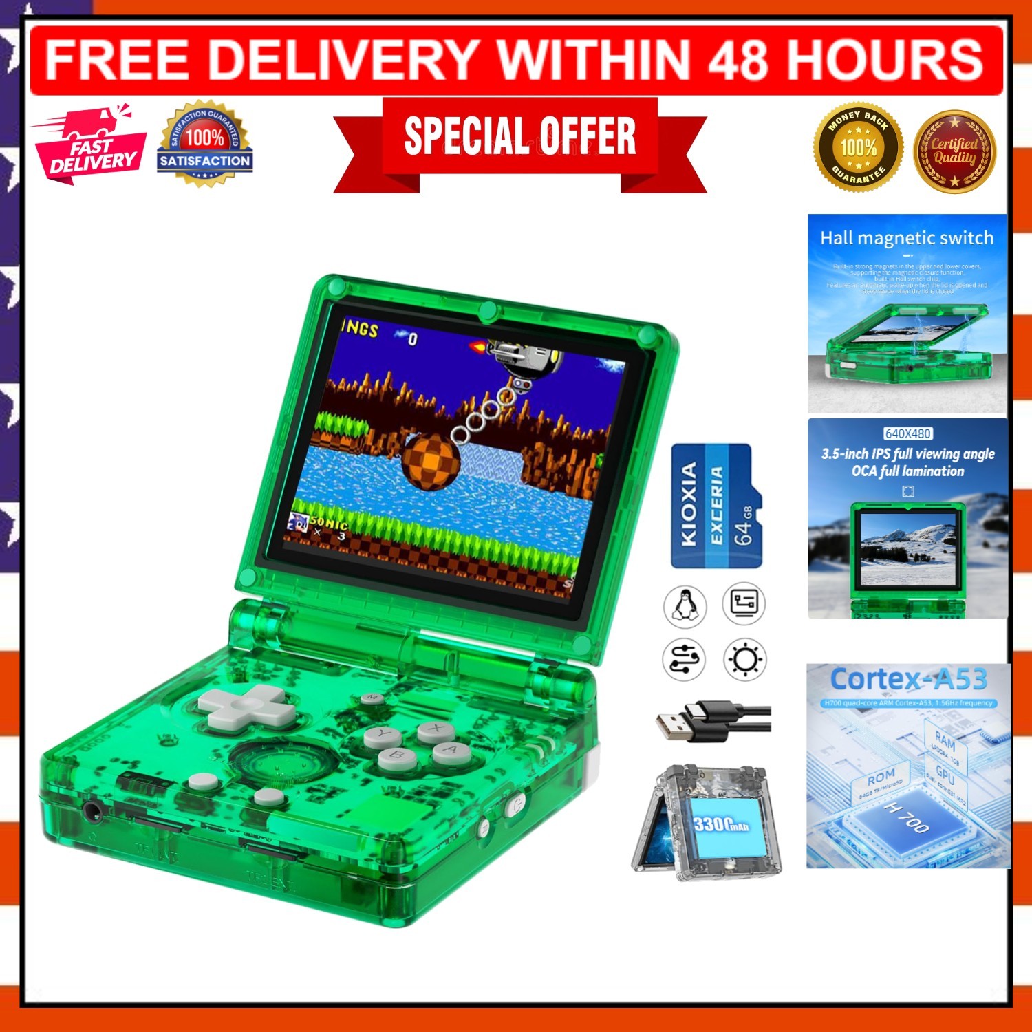 RG35XXSP Retro Handheld Game Console – 64GB, 5532 Games & Bluetooth Support