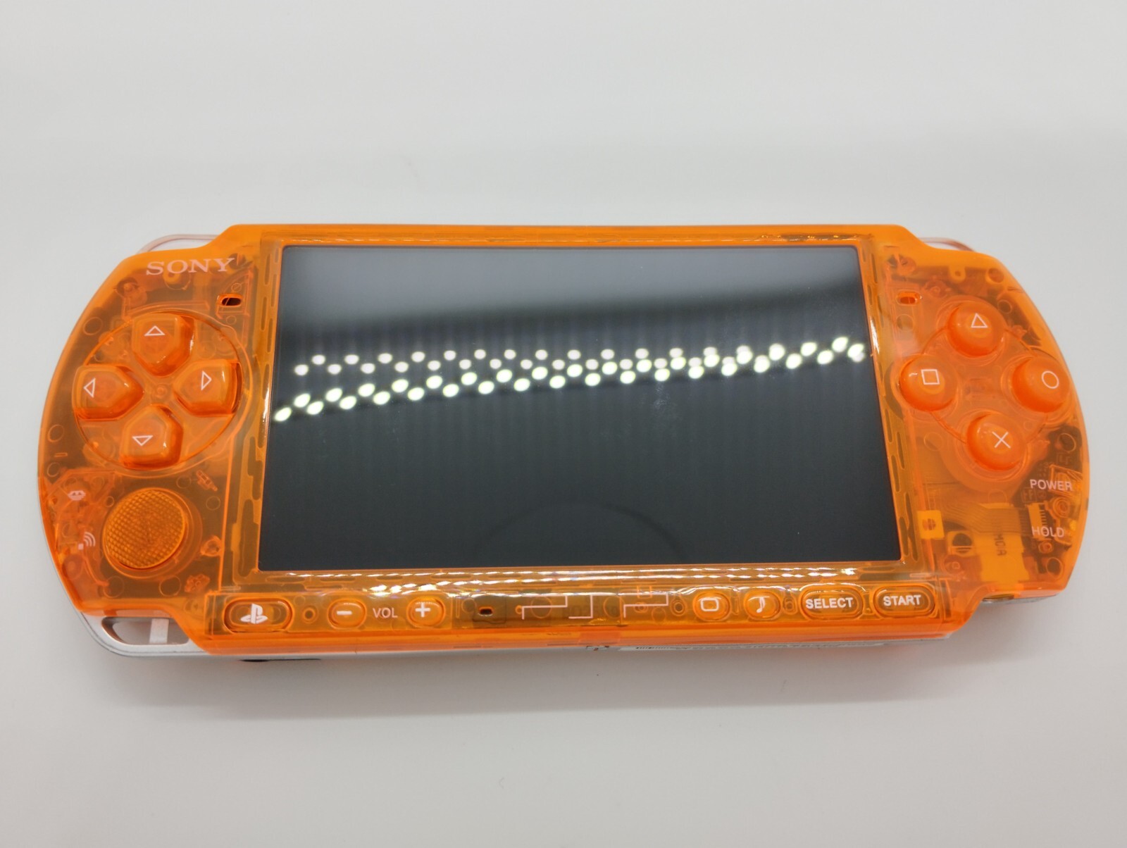 Sony PSP-3000 Playstation Portable Handheld Console Clear Orange Shell Custom