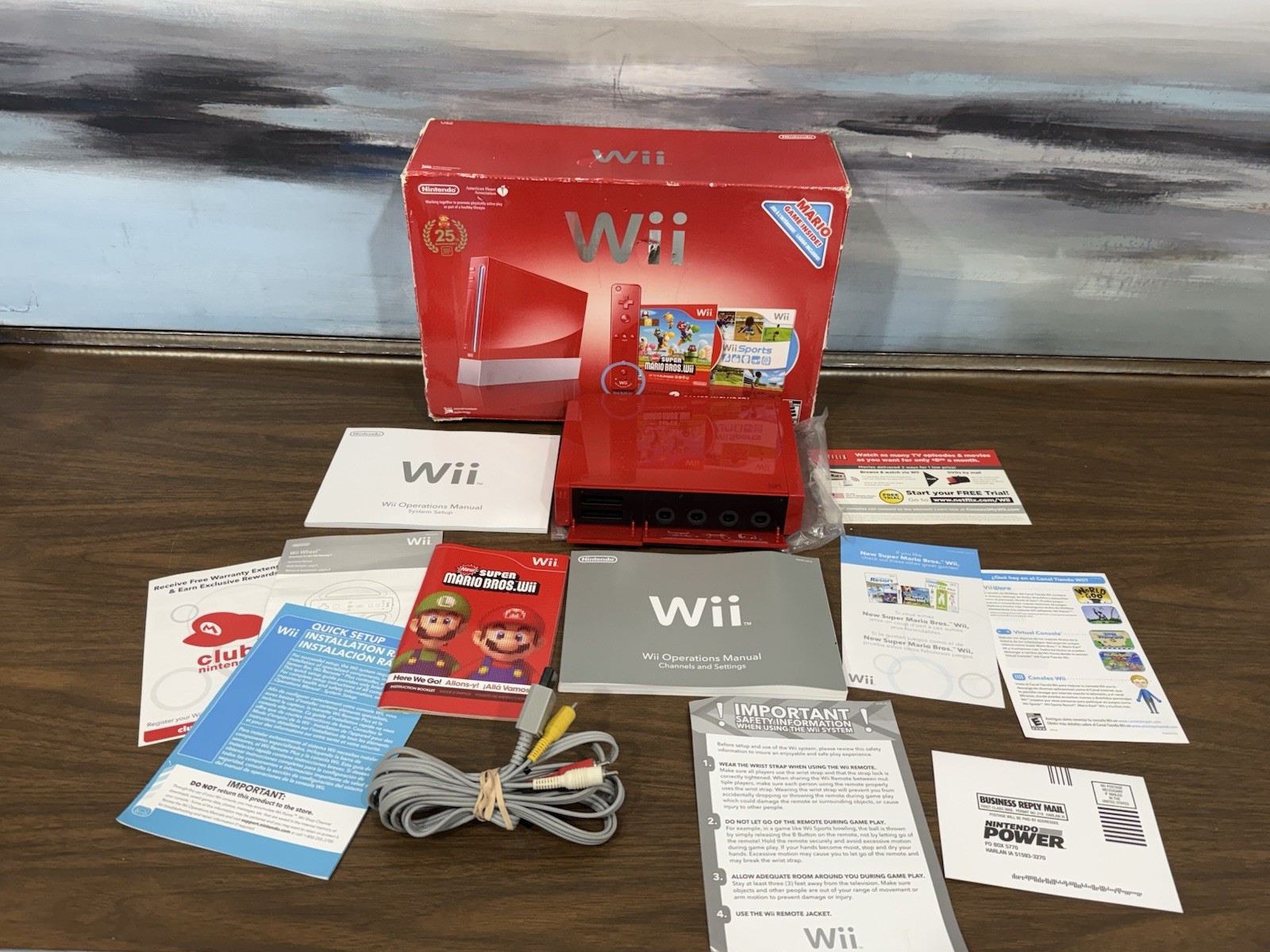 Nintendo Wii Red Console & Box RVL-001 (USA) Super Mario Bros. 25th Anniversary