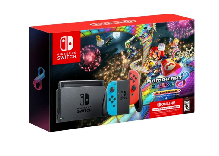 Nintendo Switch Console Mario Kart 8 Deluxe Bundle Neon Blue/Red 3 months online