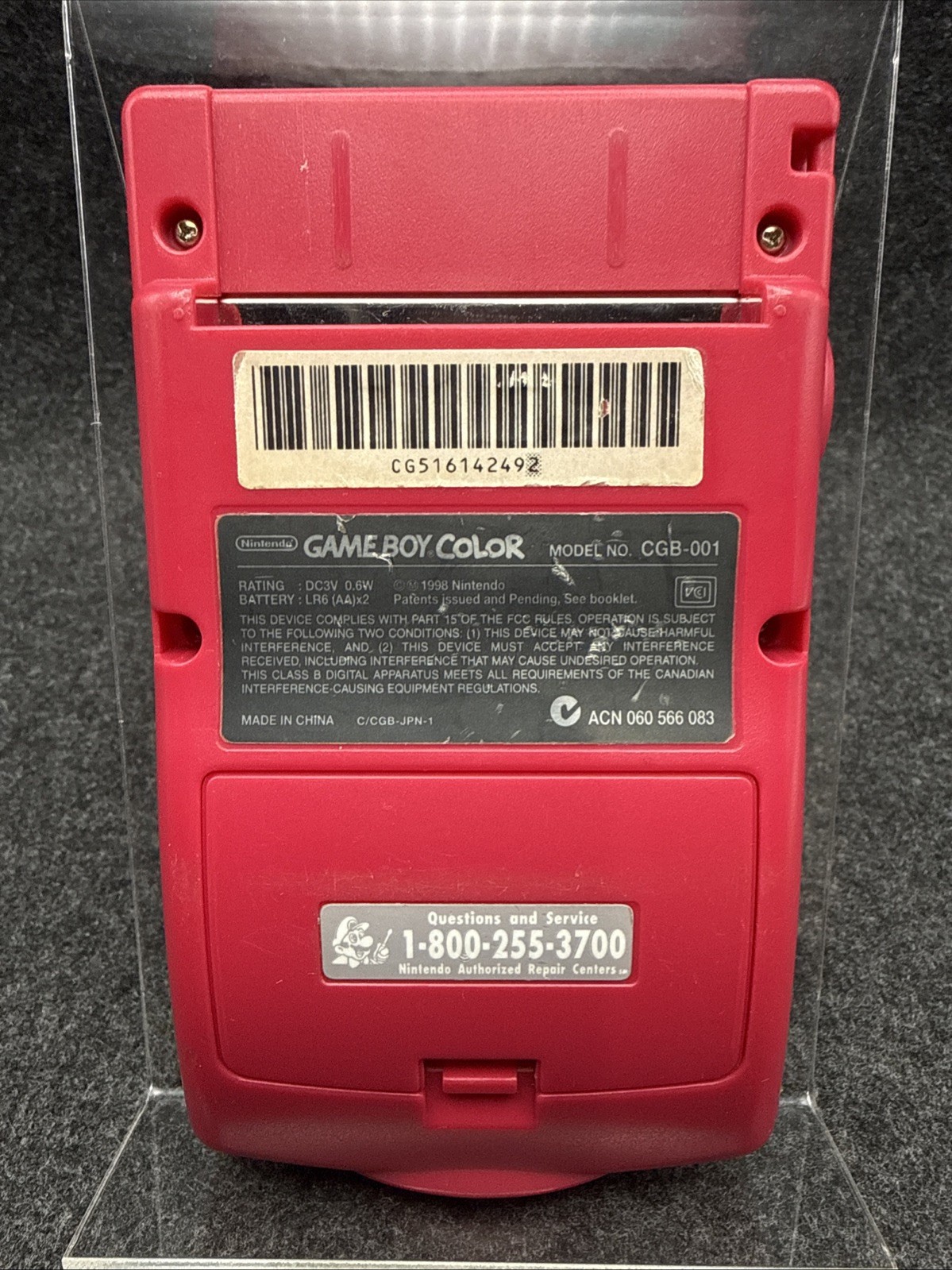 Nintendo Game Boy Color Berry Pink Console CGB-001 TESTED W/New Glass Lens