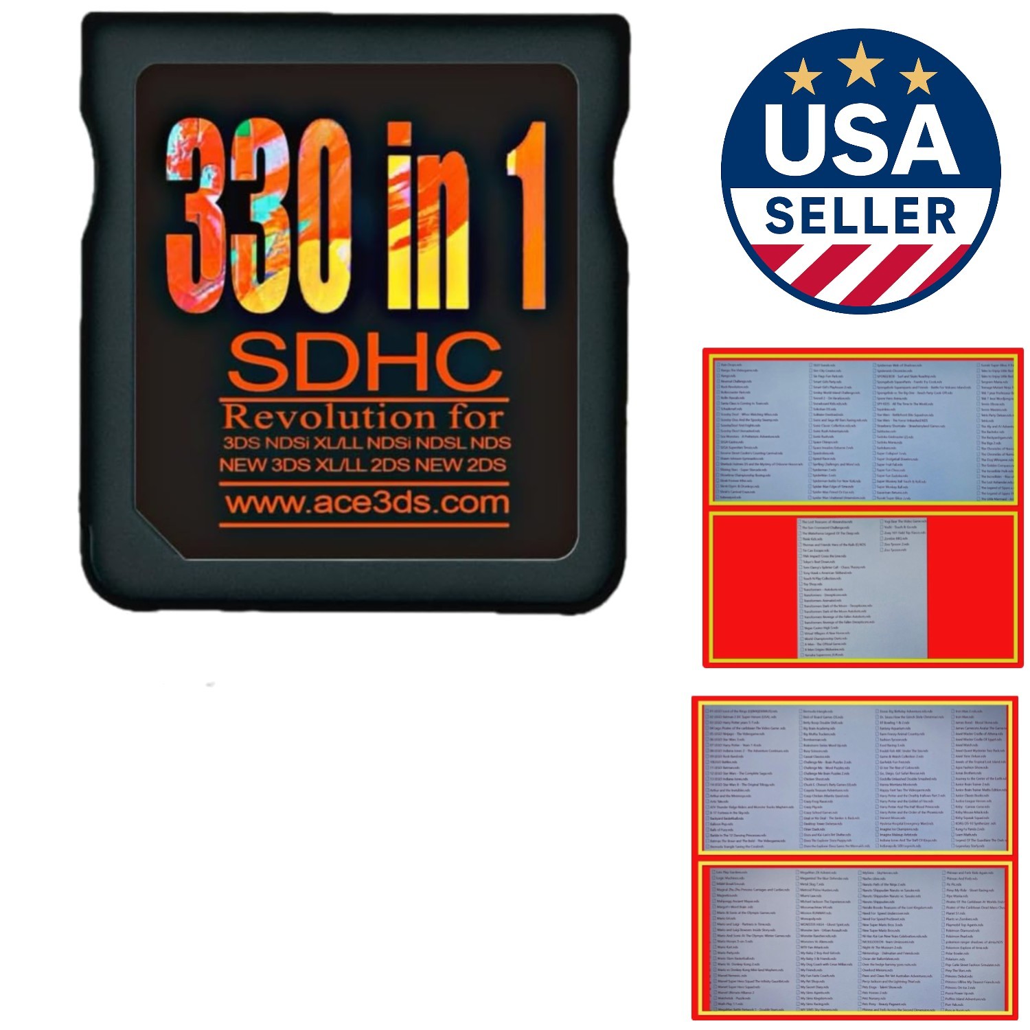 64GB Class 10 SDHC 330-in-1 Gaming Card Compatible with Nintendo Devices