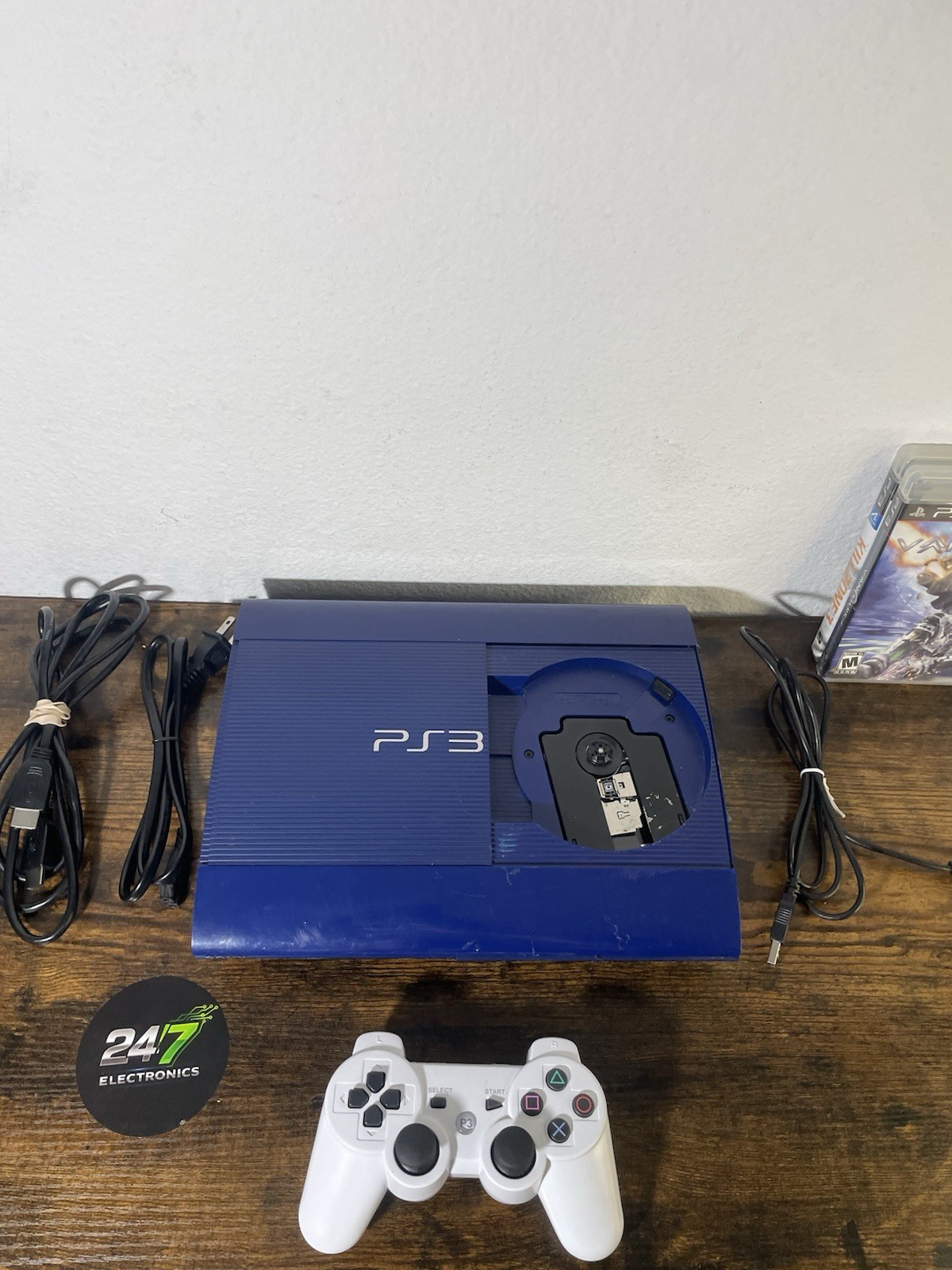 Sony PlayStation 3 PS3 Super Slim 250GB Blue CECH-4201B Bundle Controller TESTED