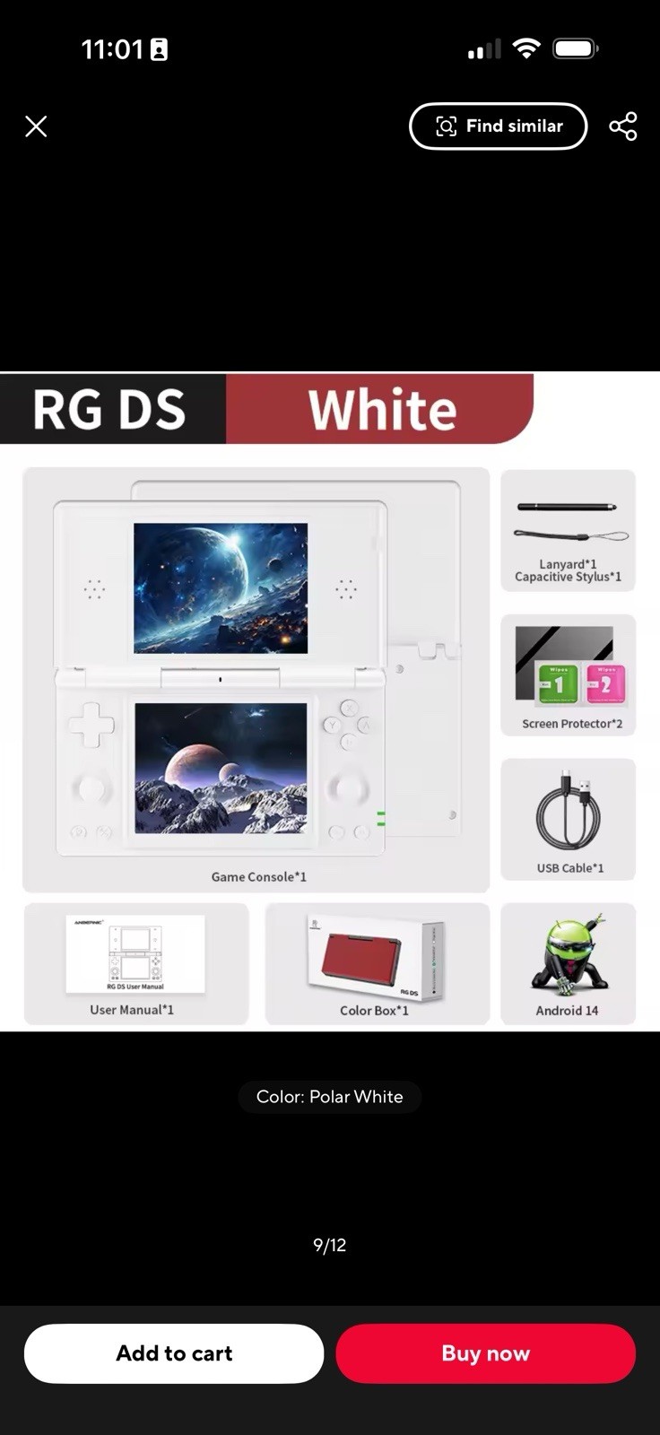 ANBERNIC RG DS Handheld System Dual IPS HD Screens Capacitive Stylus Black Red