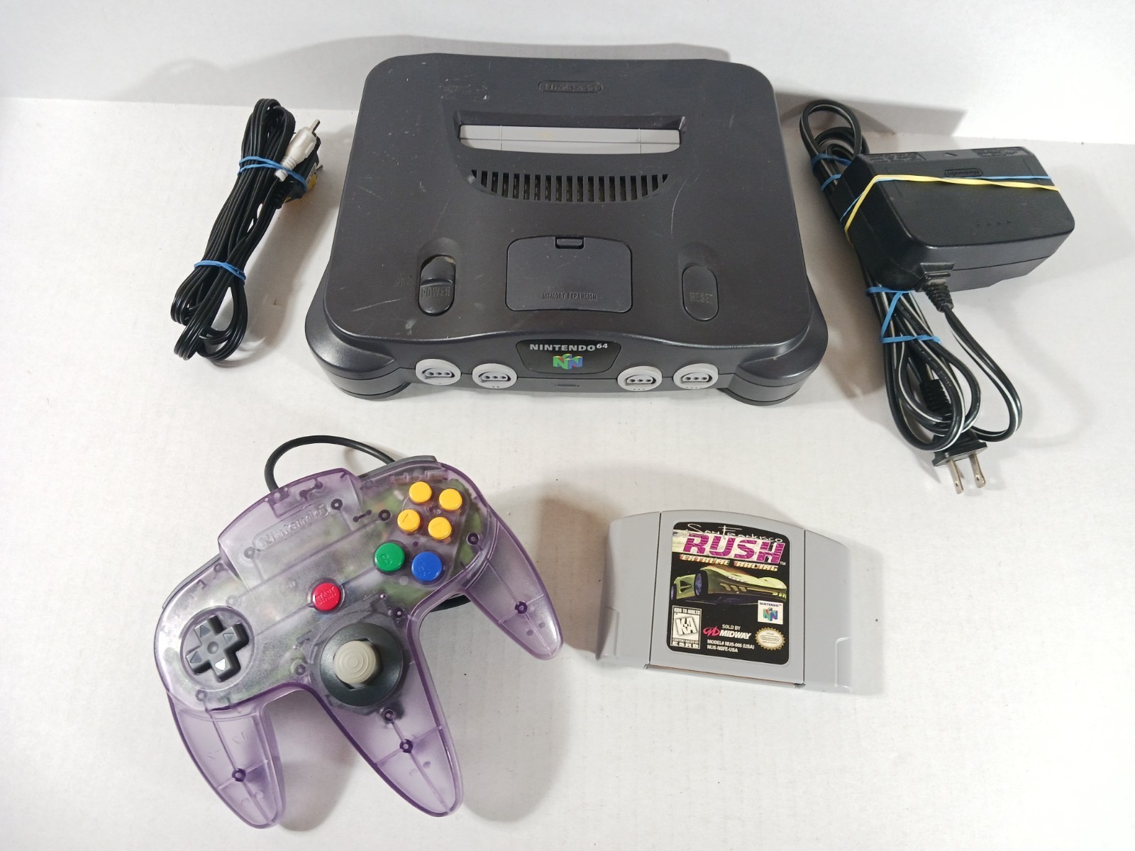 Nintendo 64 Console Bundle Rush Authentic N64 GameCube Style Stick Purple Tested