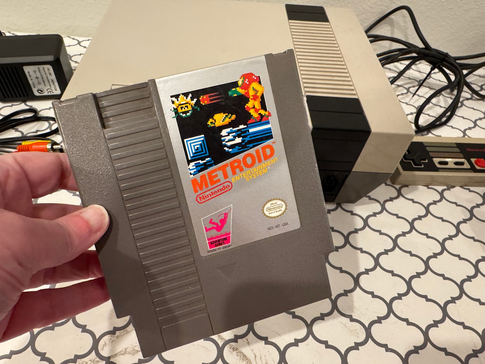 Vintage Nintendo Entertainment System NES-001 Metroid Dual Controller Bundle