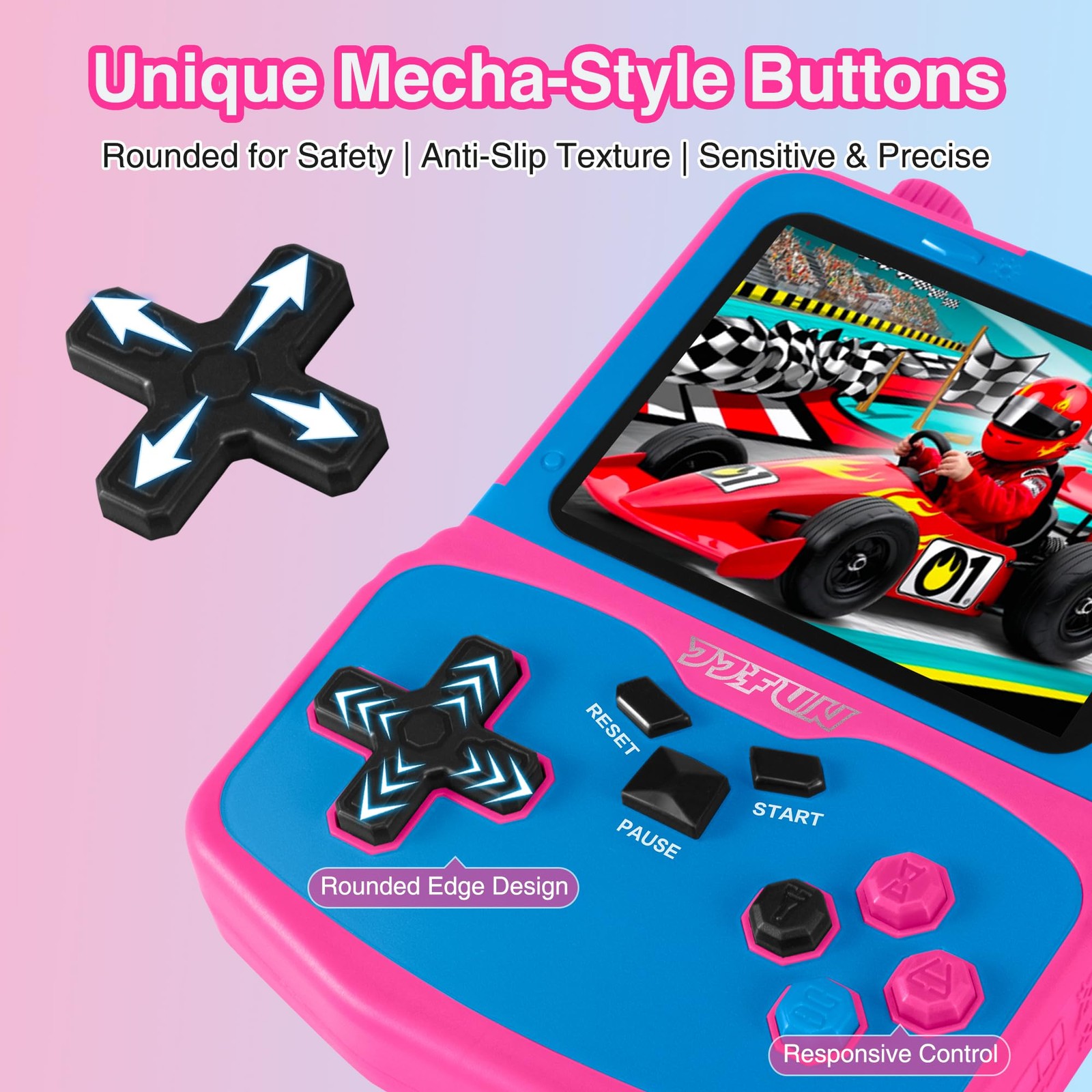 Handheld Game Console for Girls, 220 Retro Games Built-in, 3.5» HD IPS Screen,