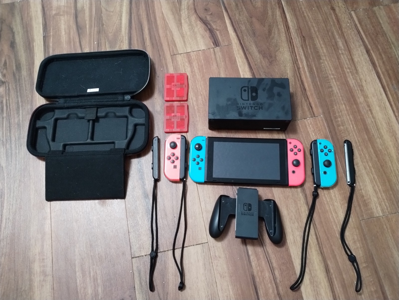 Nintendo Switch Console and games, carrier, Ring Fit, extra controllers