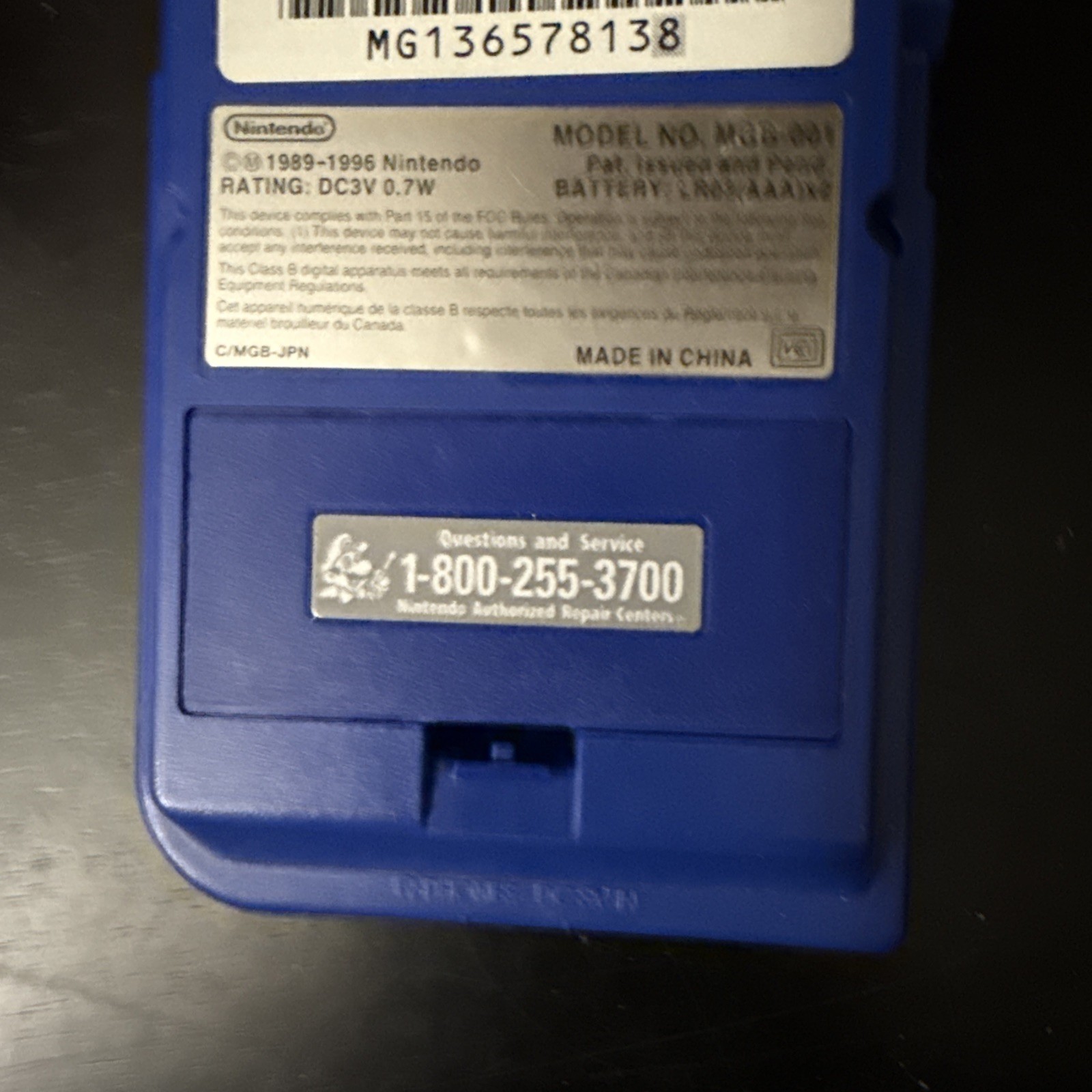 Nintendo Gameboy Pocket Blue Handheld Console System MGB-001 Not For Resale