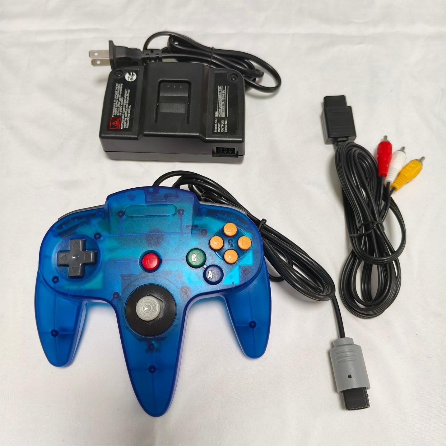 USA Nintendo N64 Console Systemv Clear Shell Bundle W/Oem controller Cords