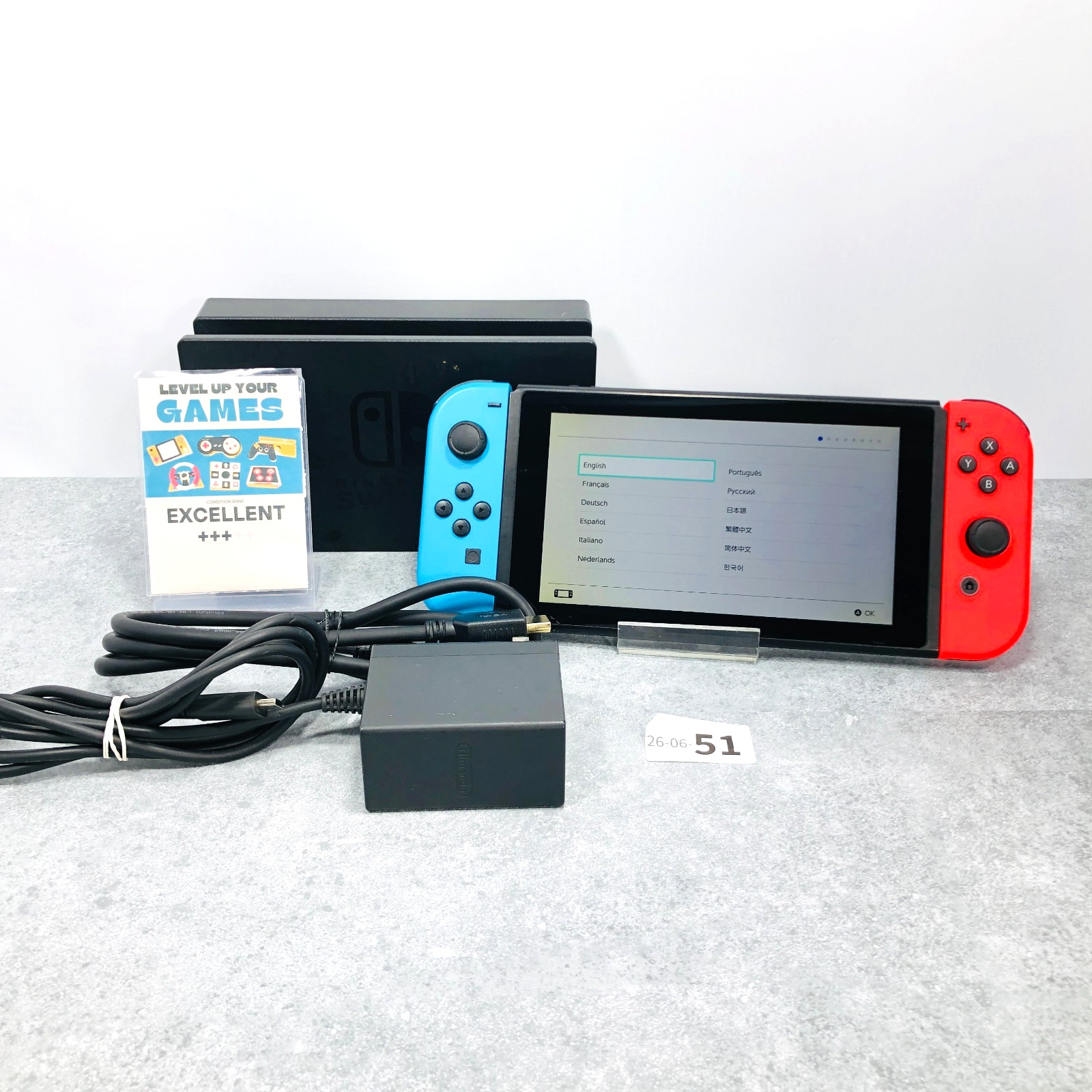 [EX+3] Nintendo Switch V1 Hac-001 2018 Console Region Free red Blue 26-06-51