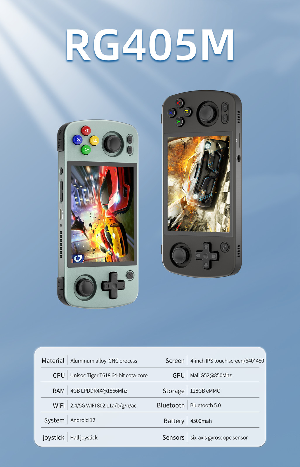 ANBERNIC RG405M Handheld Game Console 4» IPS Touch Screen Android12 3000+ Games