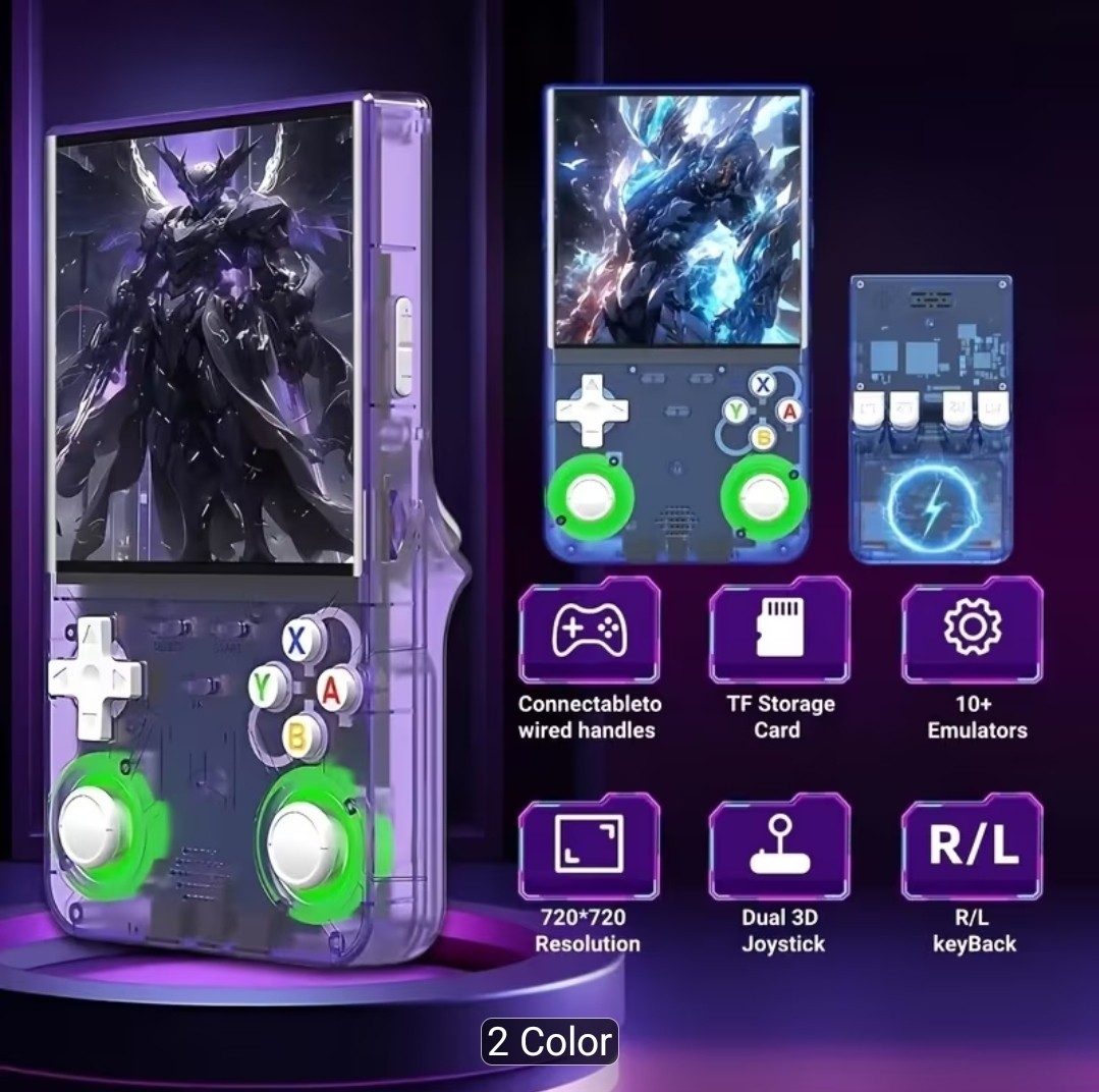 R36 Ultra 4″ 720p Handheld Game Console 128GB 3500mAh Wi-Fi USB Purple/Black