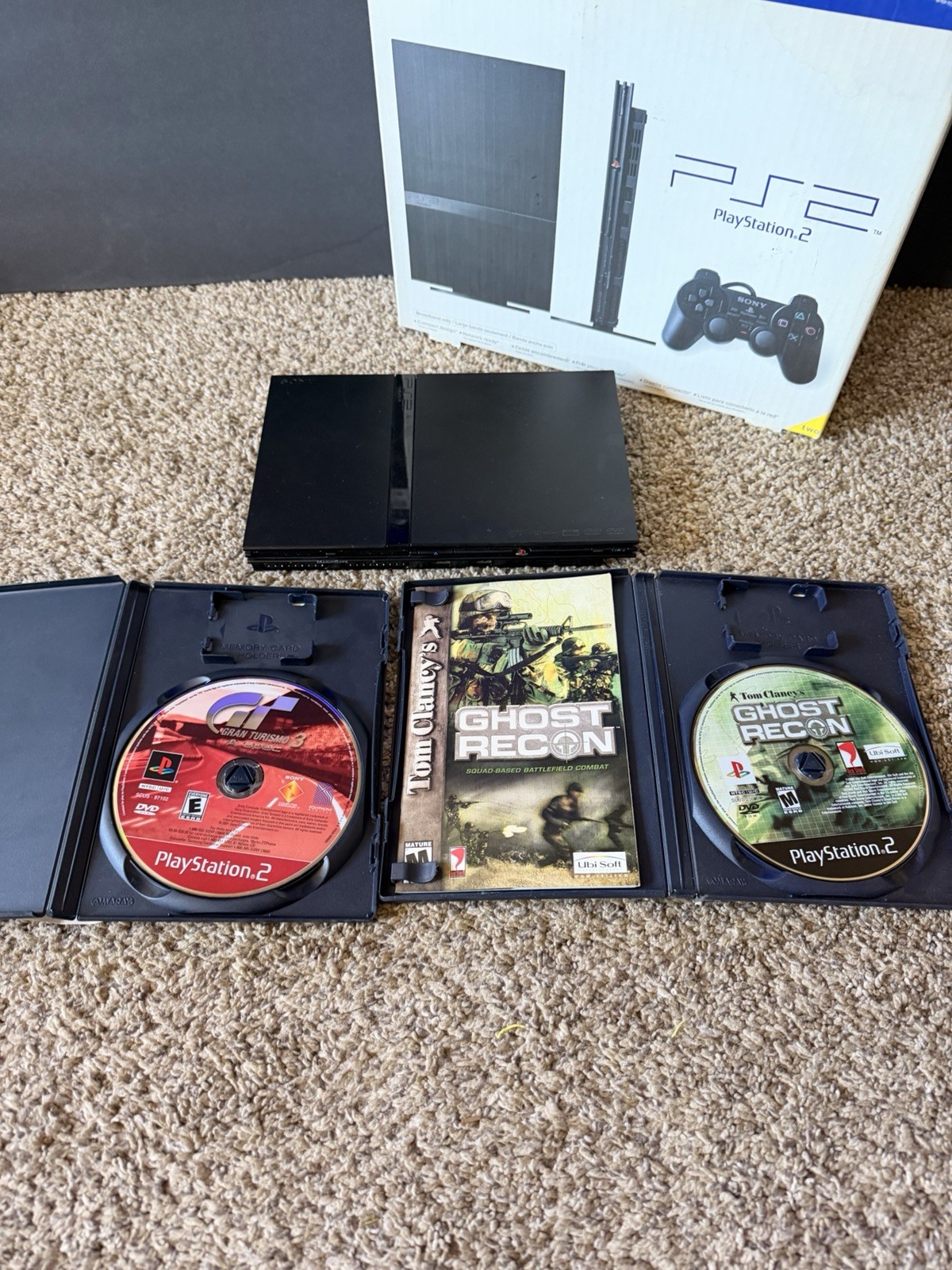Sony PlayStation 2 Slim Launch Edition Charcoal Black Console (SCPH-77001CB) CIB