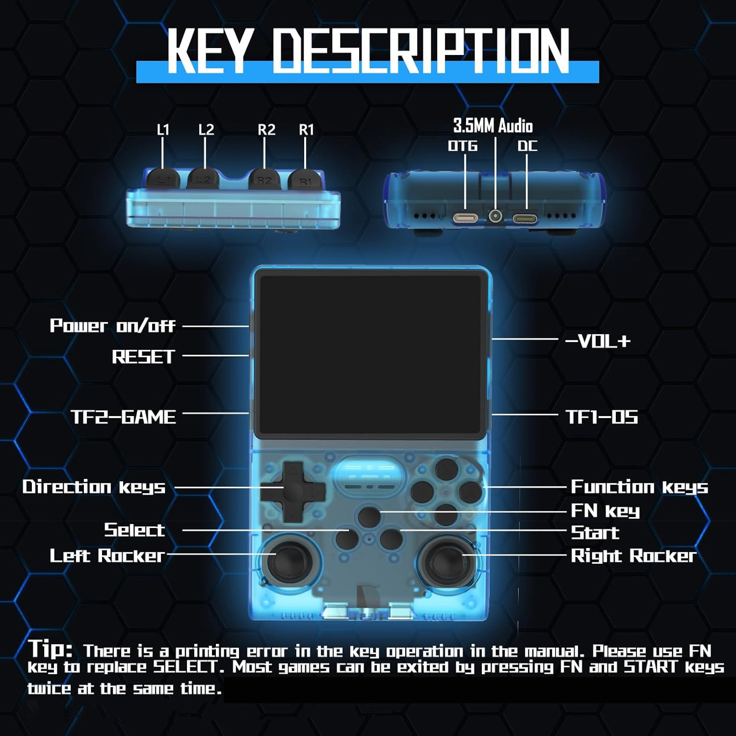 R40S PRO Handheld Game Console 3.5 Inch IPS Screen Mini Retro Console 30000Games