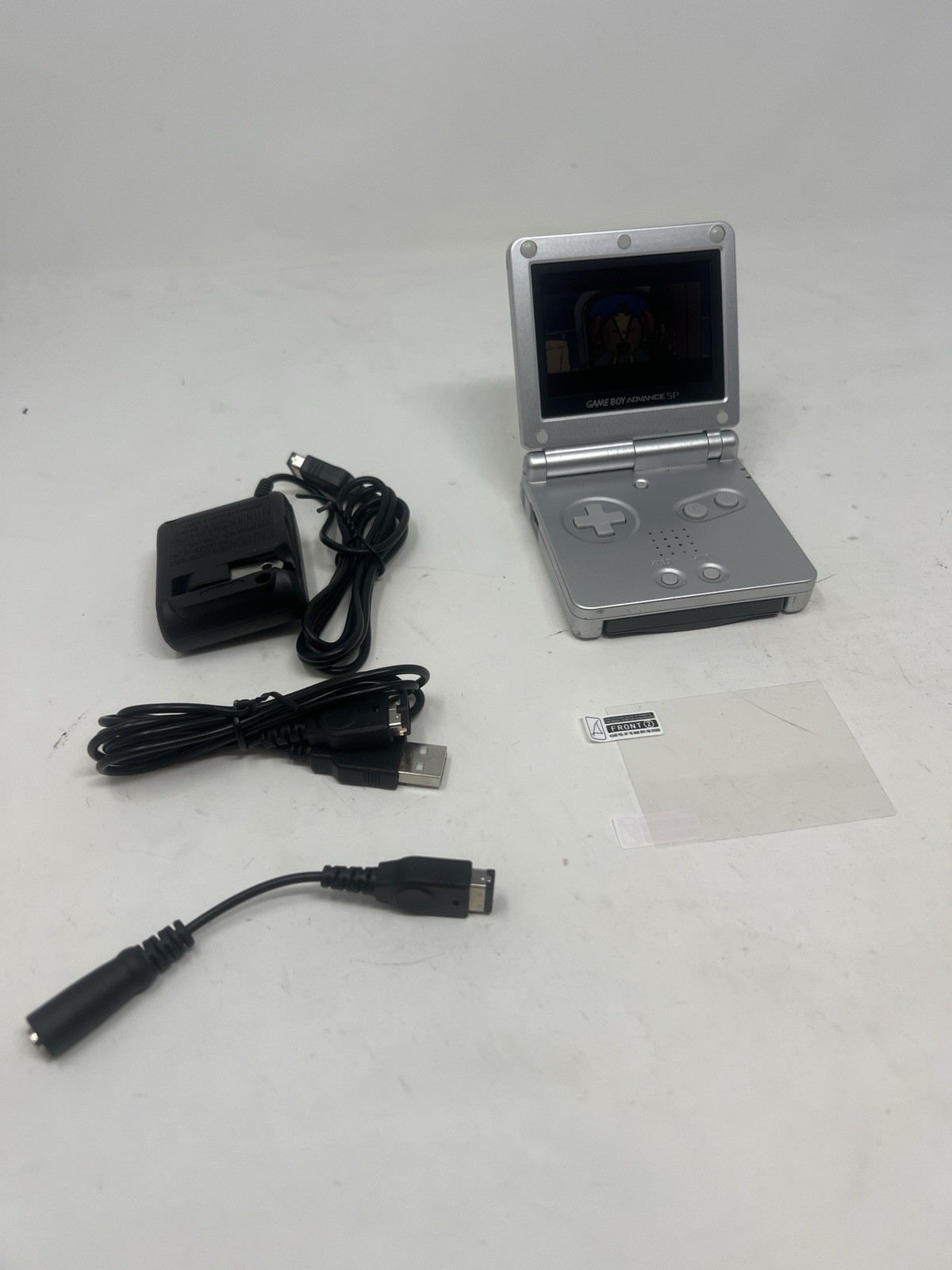 Nintendo Game Boy Advance SP Platinum Silver AGS 001 Working + Charger