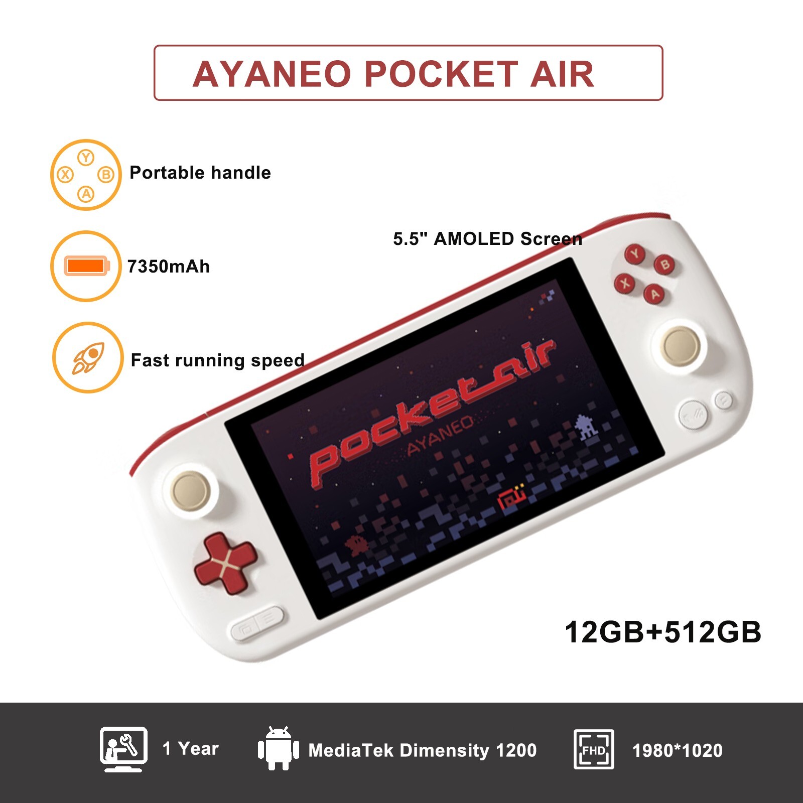 AYANEO Pocket AIR Handheld Game Console Android 12 5.5″ 1080P AMOLED Screen NEW