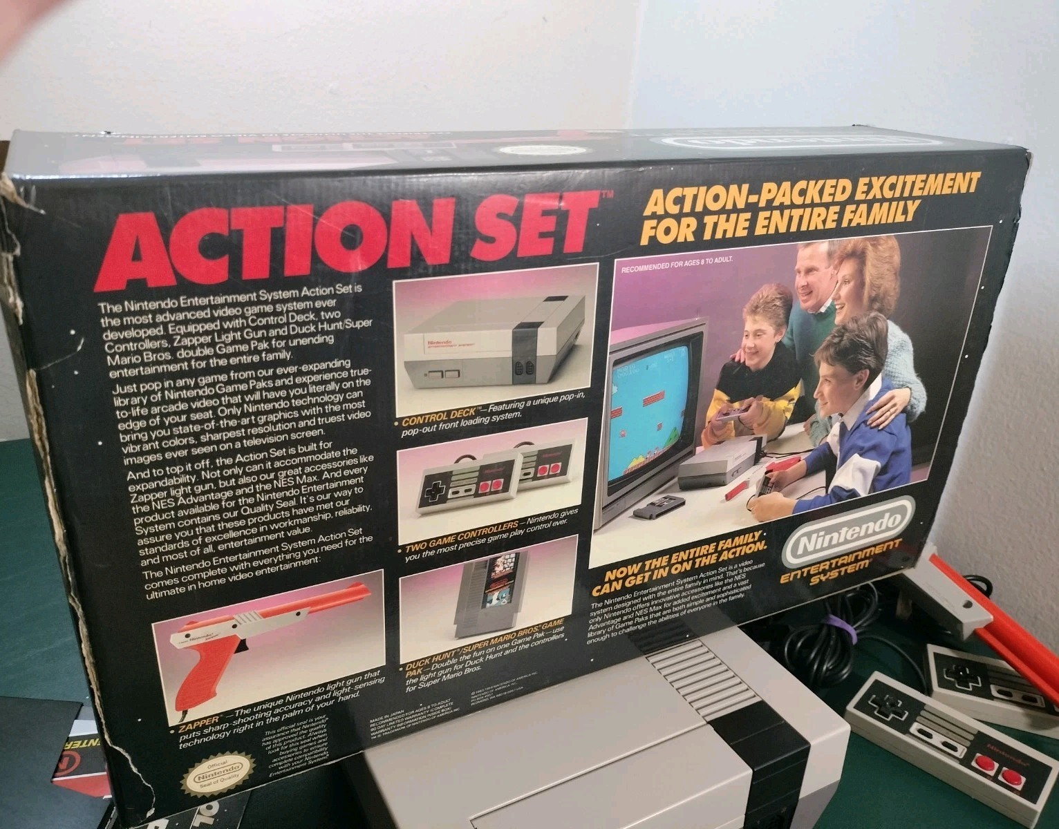 Nintendo NES Action Set Console Complete In Box NES-001 CIB Tested 1985 Orange