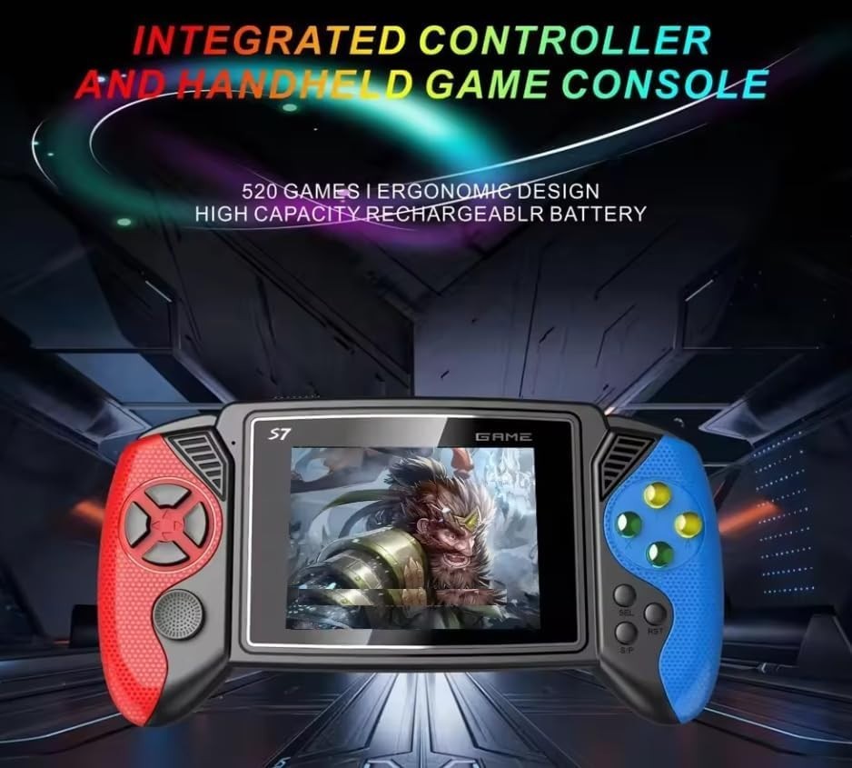 S7 Handheld Game Console 620 Built-in Games 2 Player AV Out Rechargeable Retro