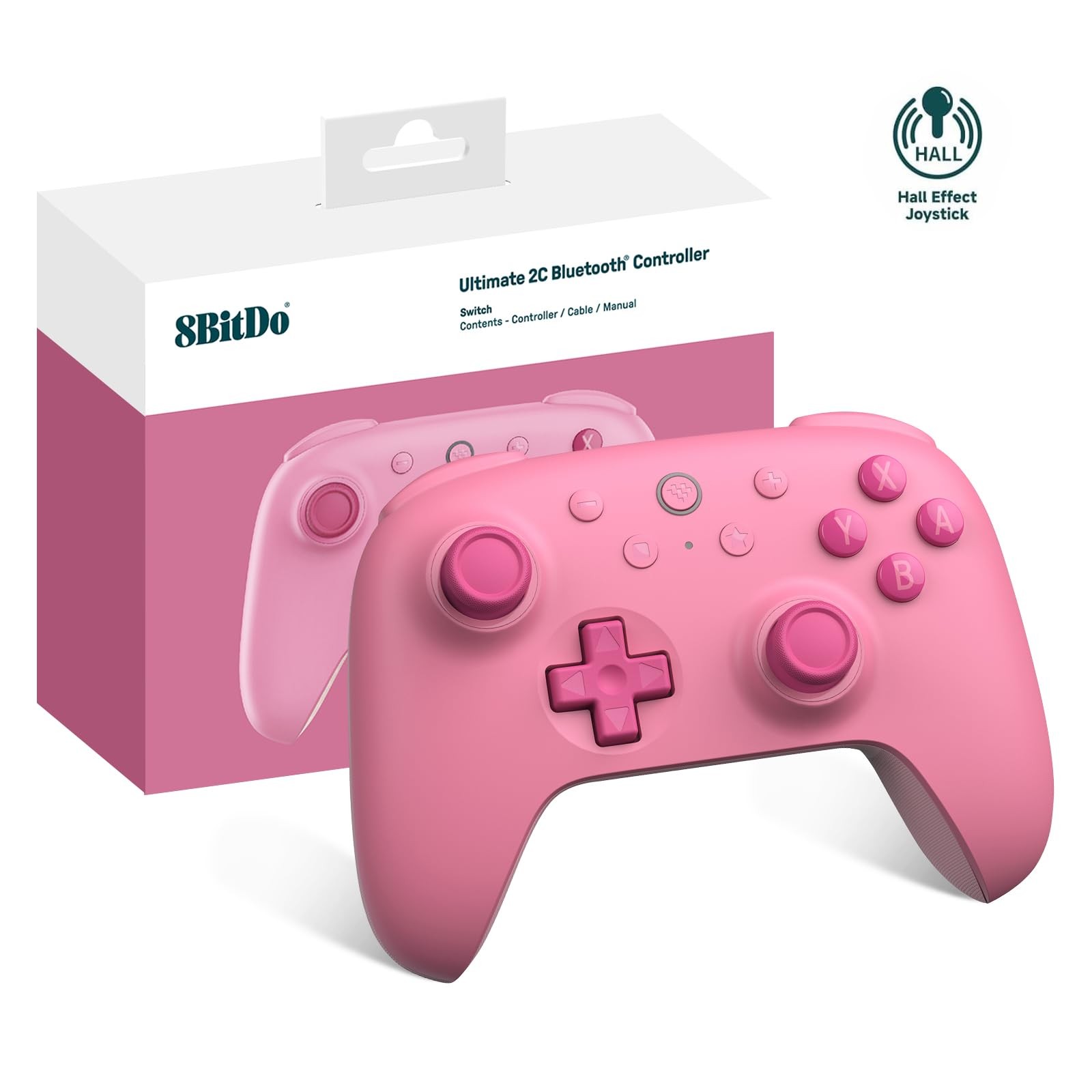 8Bitdo Ultimate 2C Bluetooth Controller (Hall Effect Joystick Update) – Pink