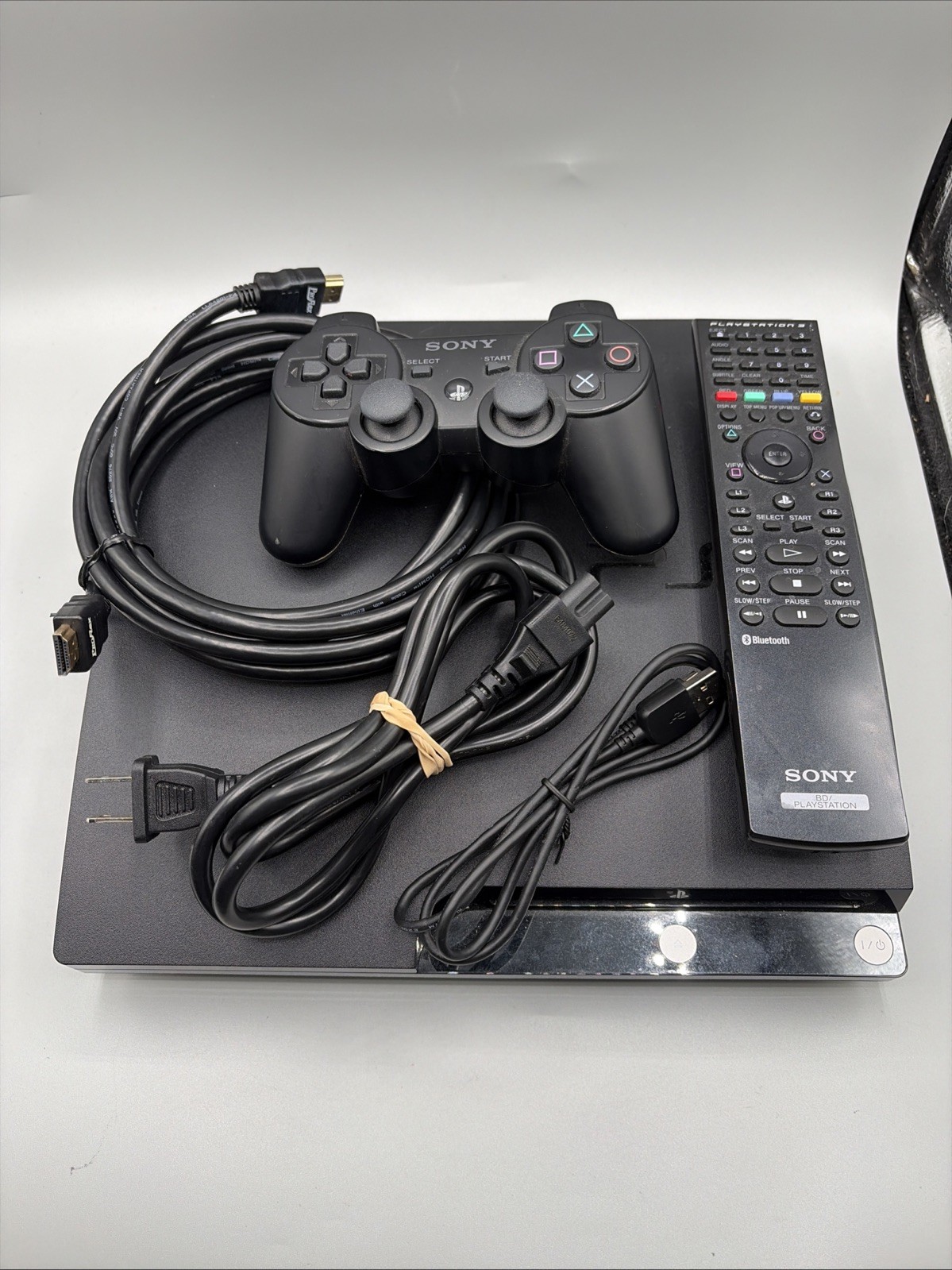 Sony PlayStation 3 PS3 Slim Console 120GB w/Controller Remote & Cables Working