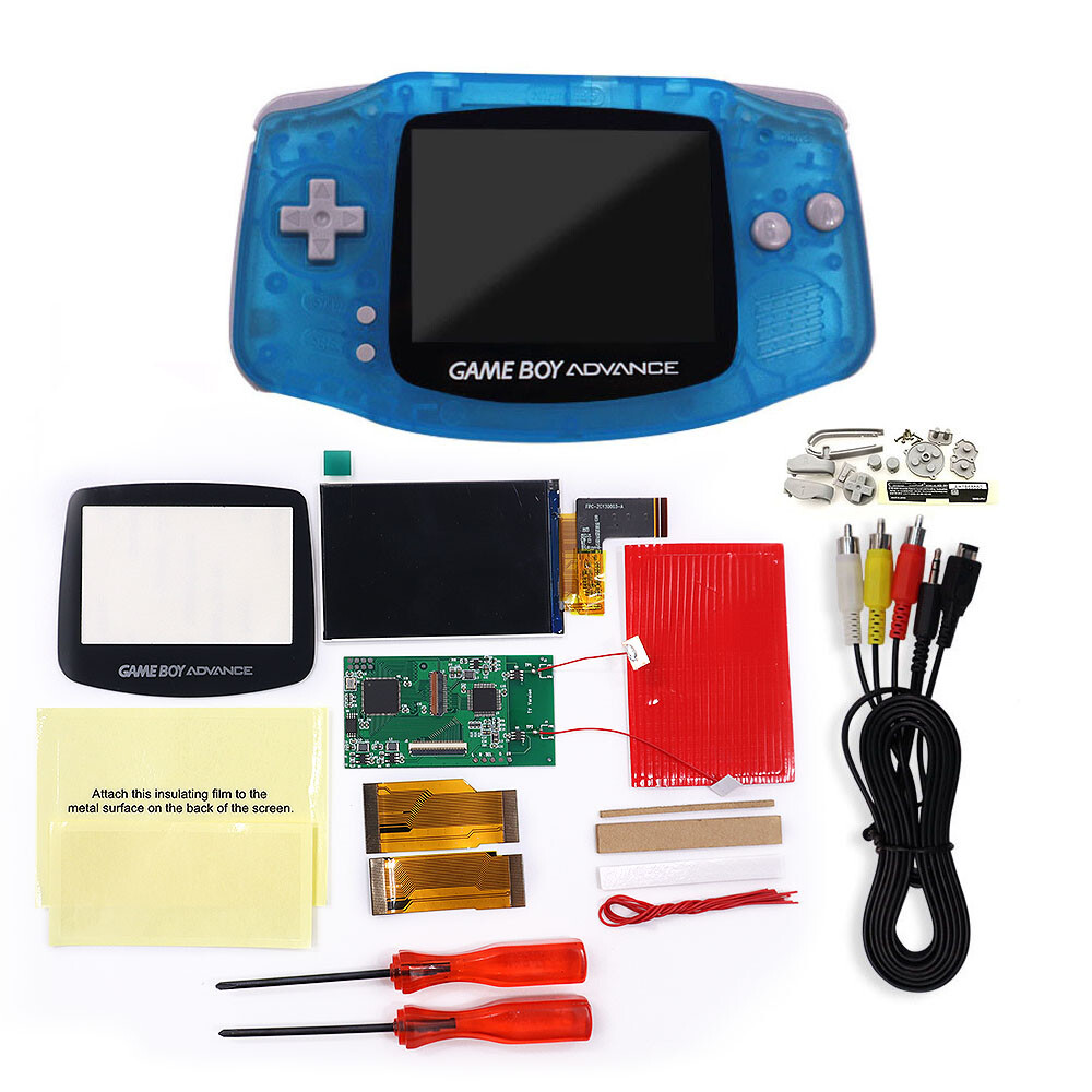 3.0 Inches V4 Drop in IPS LCD GBA TV OUT Mod Backlight Kit Pre-cut Shell For GBA