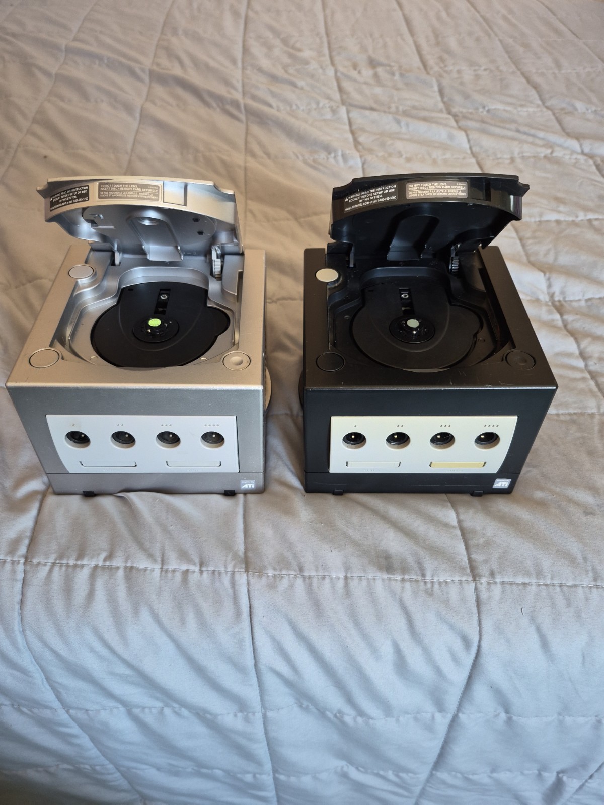 Lot of 2 Nintendo GameCube Consoles Only Black/Silver For Parts Or Repair