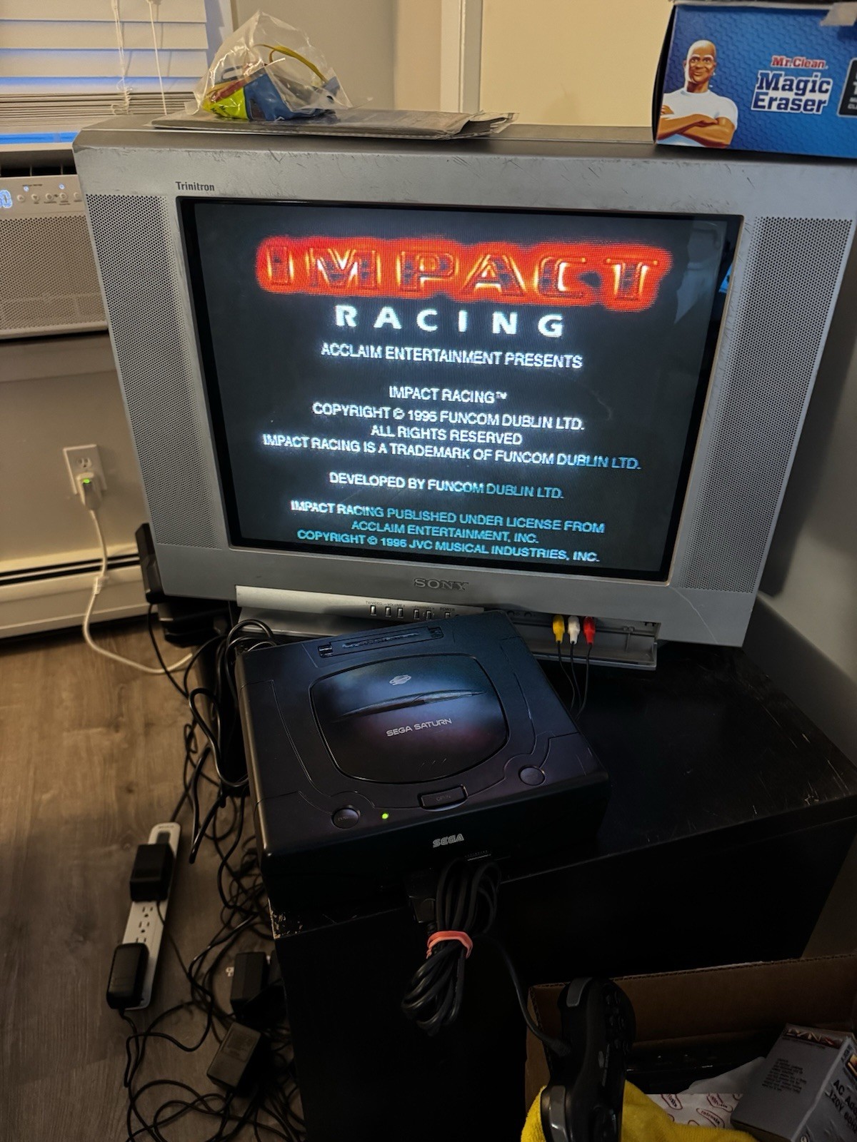Sega Saturn Model 2 Console W/ Controller Cables Impact Racing Game Works Great!