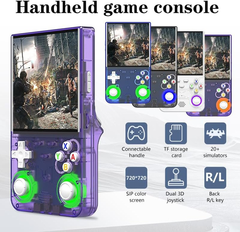 R36 Ultra Retro Handheld Game Console, with 128G Built-In 40000+ Games, 3000Mah