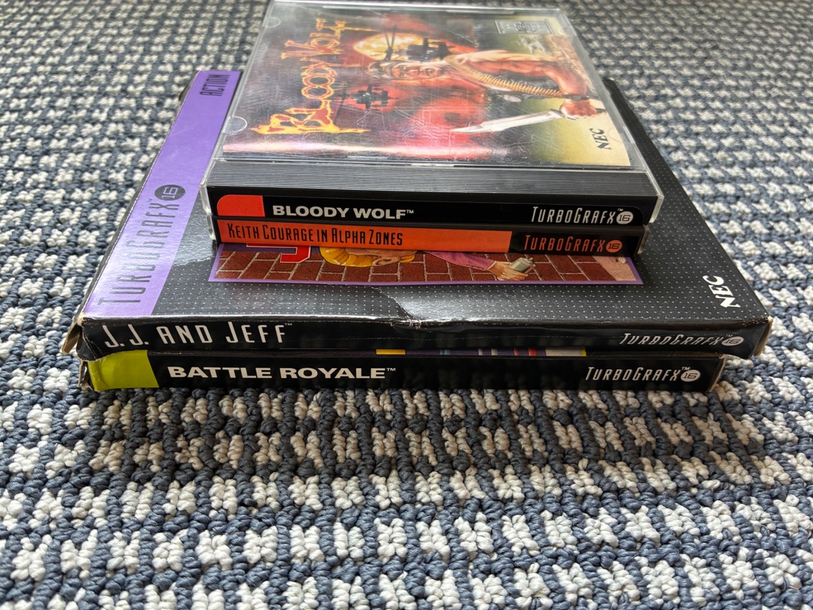 TurboGrafx-16 Console Bundle – TESTED – Bloody Wolf CIB JJ & Jeff Battle Royale