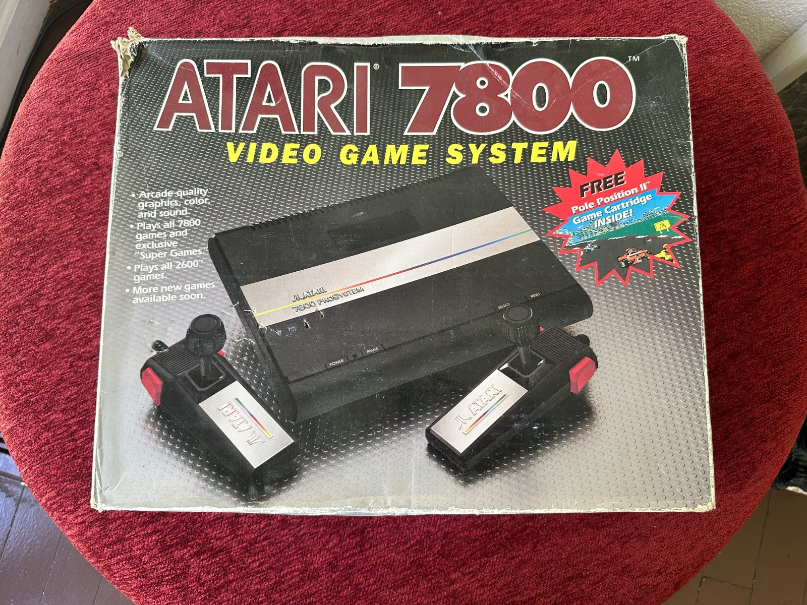 Vintage Atari 7800 Video Game Console Complete In Box 2 Controllers Works Great!
