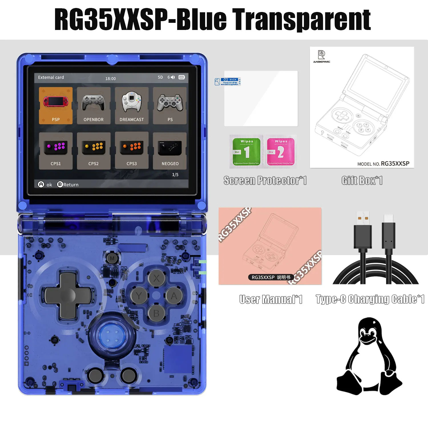 RG35XXSP Flip Handheld Game Console 3.5 Inch IPS 64GB Linux TV Output