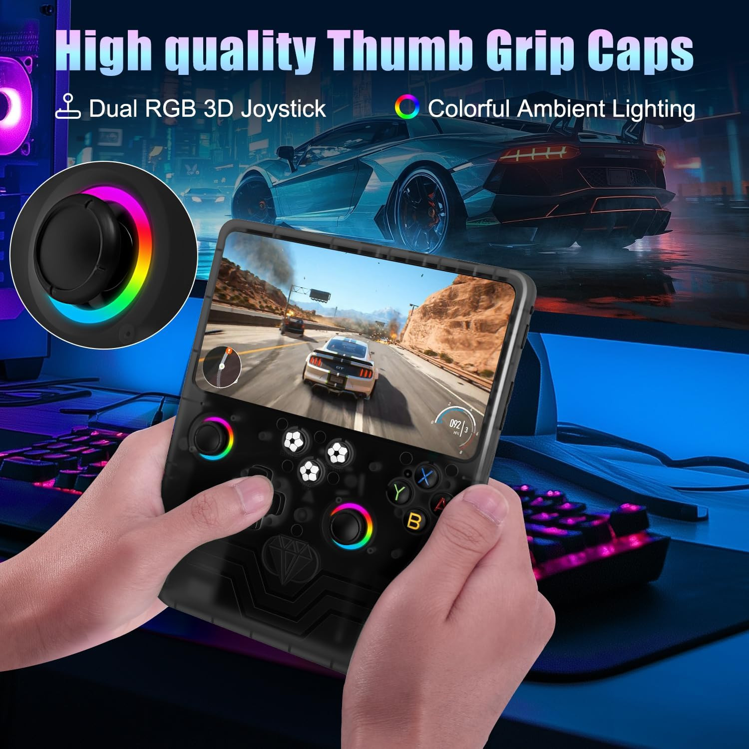 R60 Max Handheld Game Console,128Gb Retro Gaming Console with 40,000+ Games, 6-I