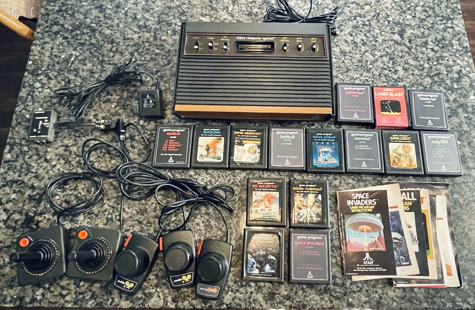 vintage Atari cx2600 video game Console, Controller, Accessories & 15 games lot