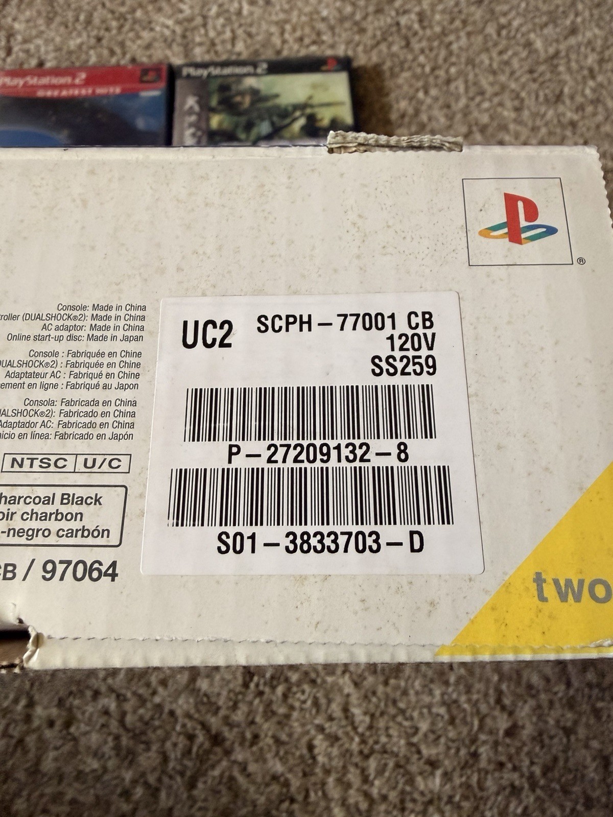 Sony PlayStation 2 Slim Launch Edition Charcoal Black Console (SCPH-77001CB) CIB