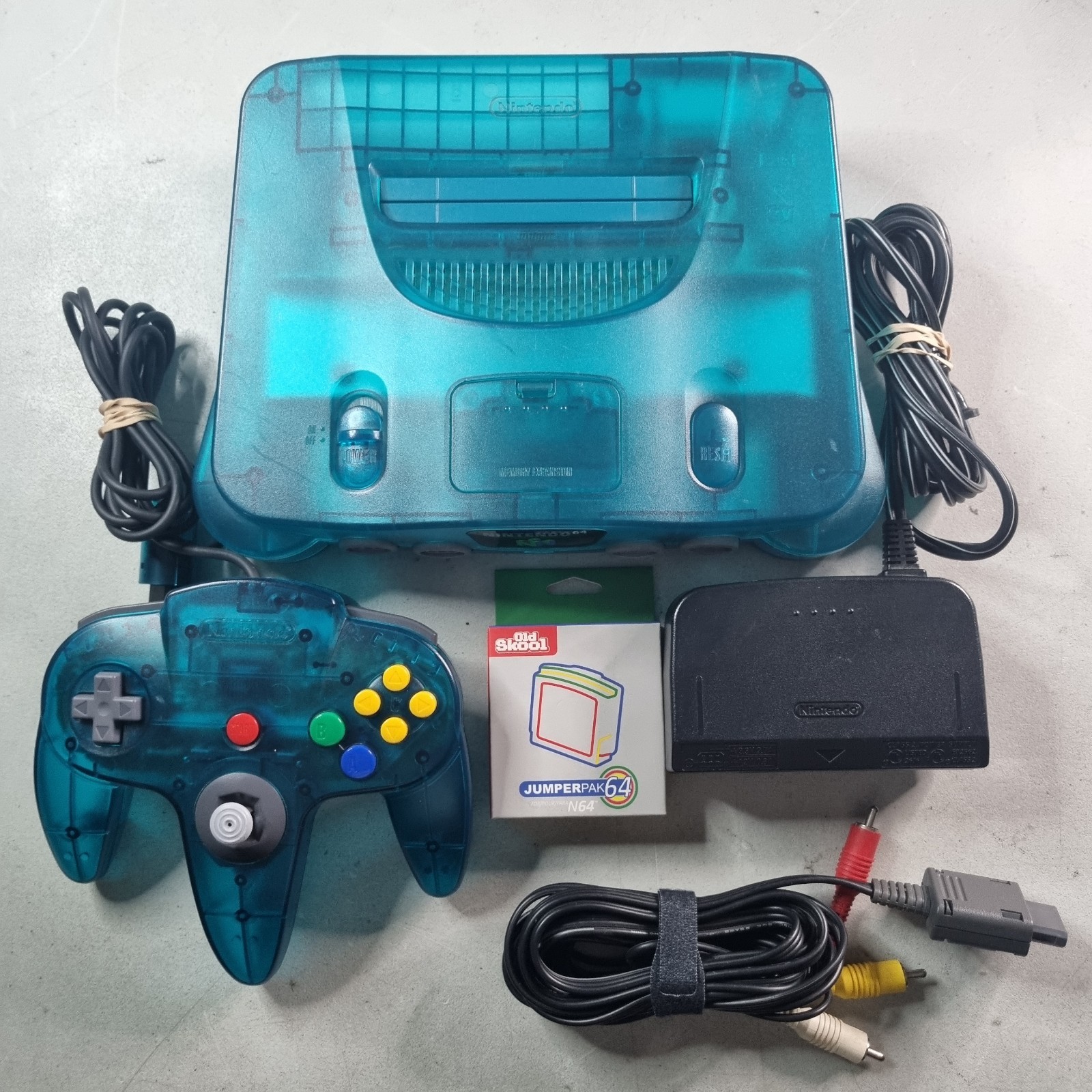 Nintendo 64 Funtastic Ice Blue N64 Console W/ Oem Cables & Controller TESTED