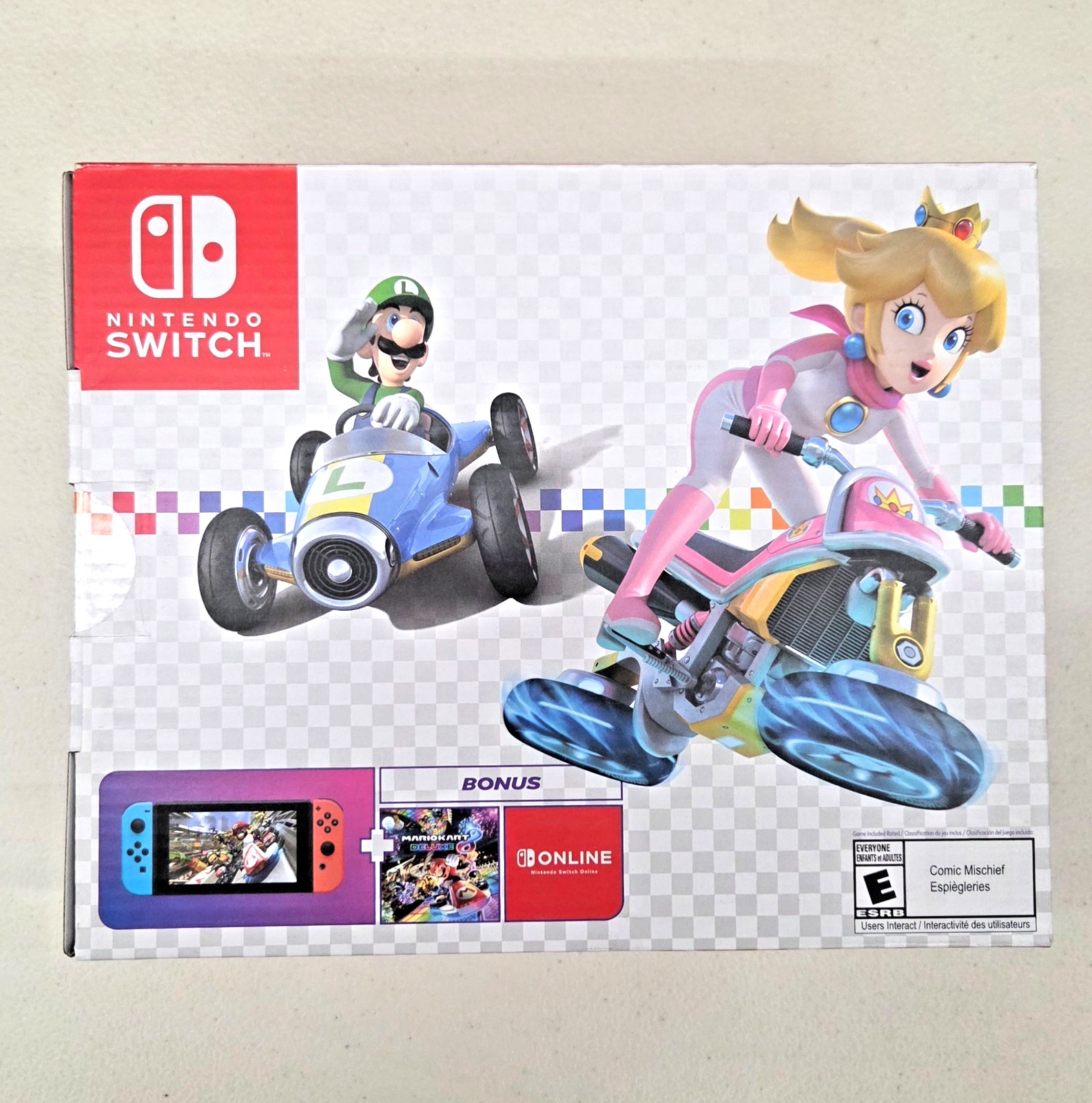 Nintendo Switch Console Neon Blue & Red Joy-Con + Mario Kart 8 Deluxe New