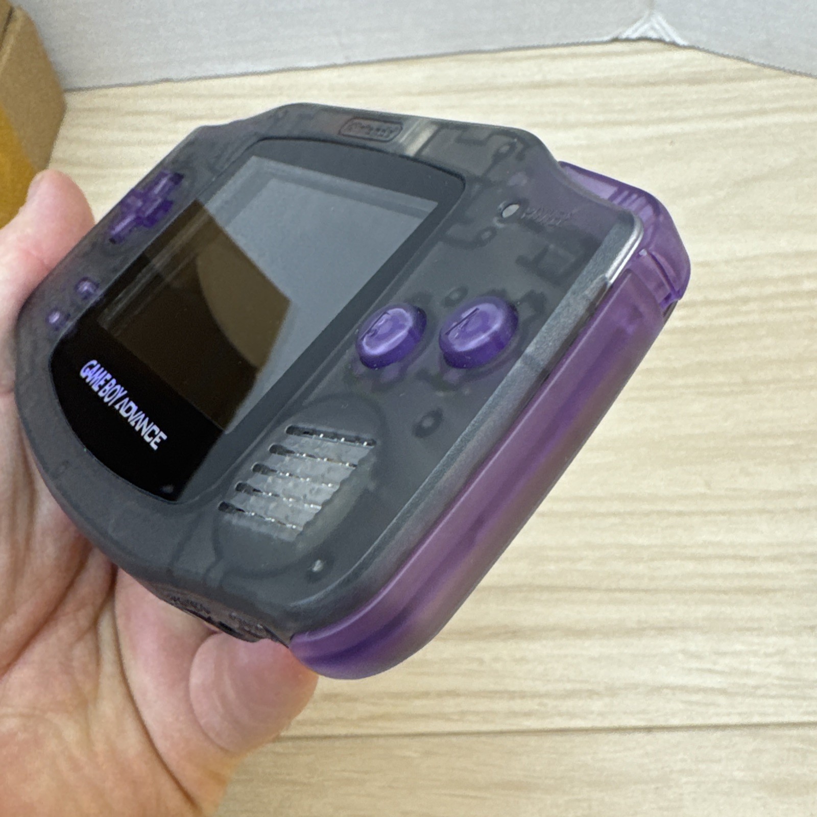 Nintendo Game Boy Advance Custom IPS V3 Backlit 720×480 Clear Black Purple