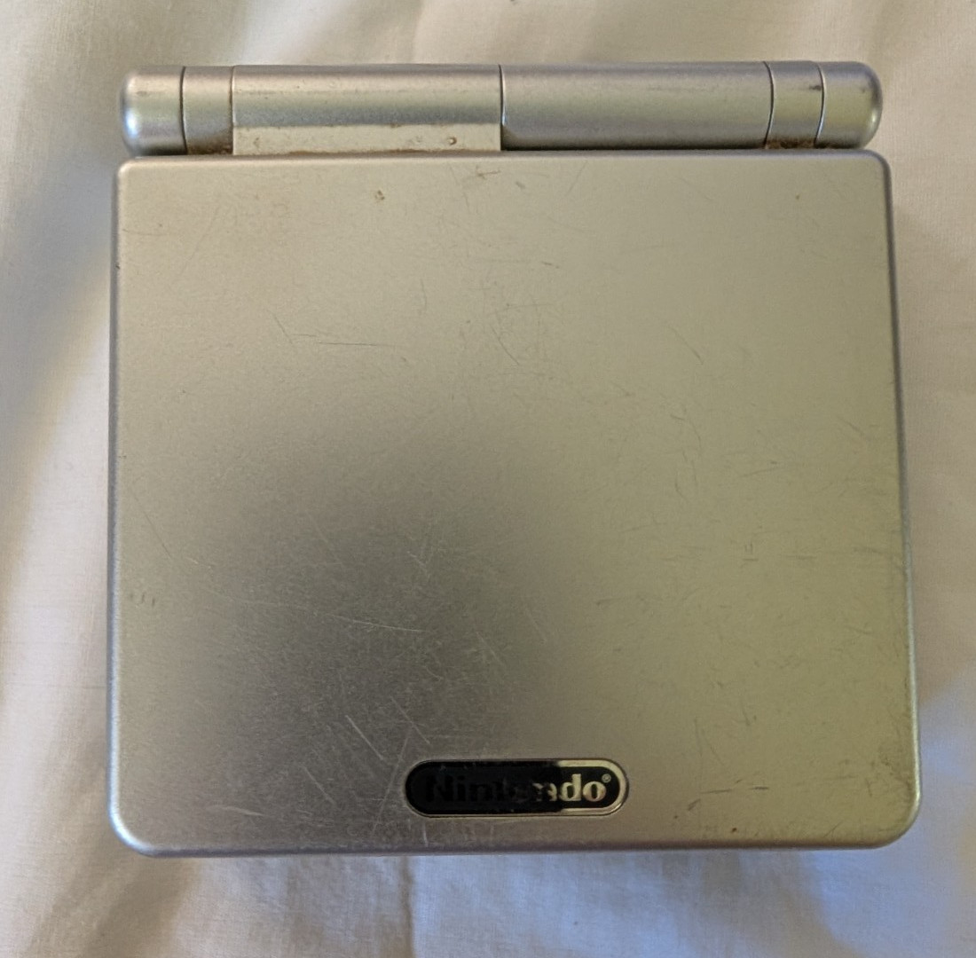 Nintendo GameBoy Advance Silver GBA SP AGS-001 w Charger 2 Games TESTED