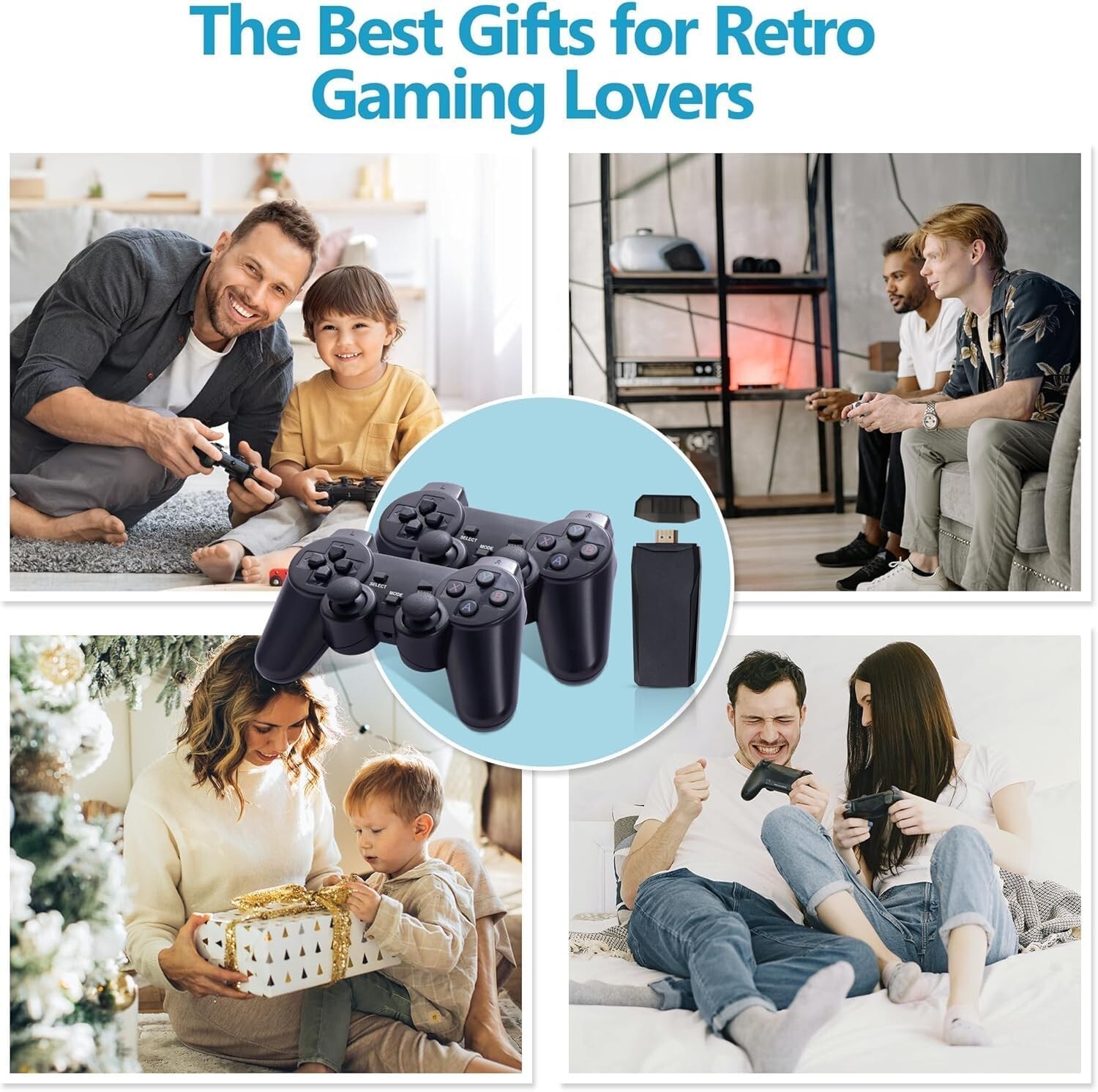 Wireless Retro Game Console, Retro Game Stick with Built-in 9 Emulators