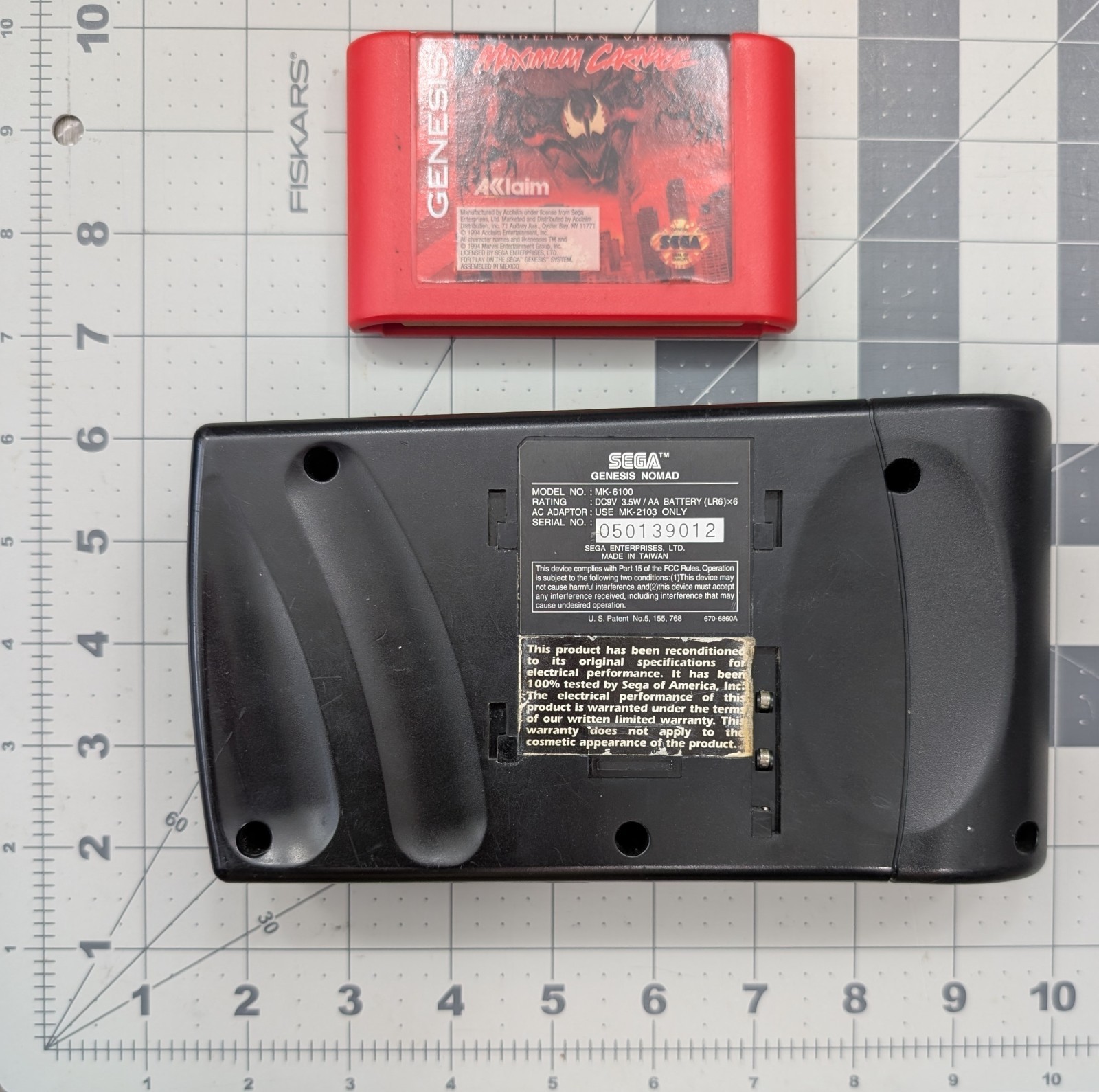 Sega Genesis Nomad Console PLUS Spider-man Venom Maximum Carnage Cartridge RED!