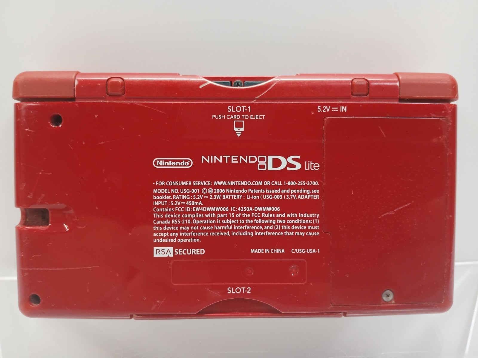 Nintendo DS Lite Red Mario Edition Console USG-001 FOR PARTS or REPAIR