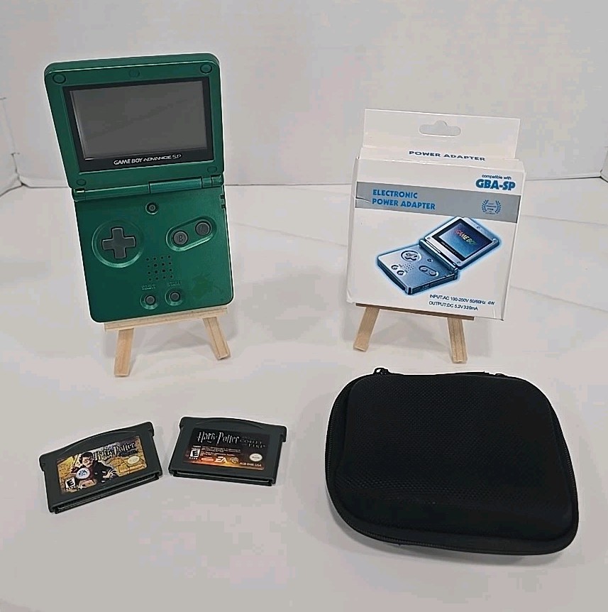 Nintendo Game Boy Advance SP Rayquaza Pokemon Console AGS-001 + 2 Harry Potters